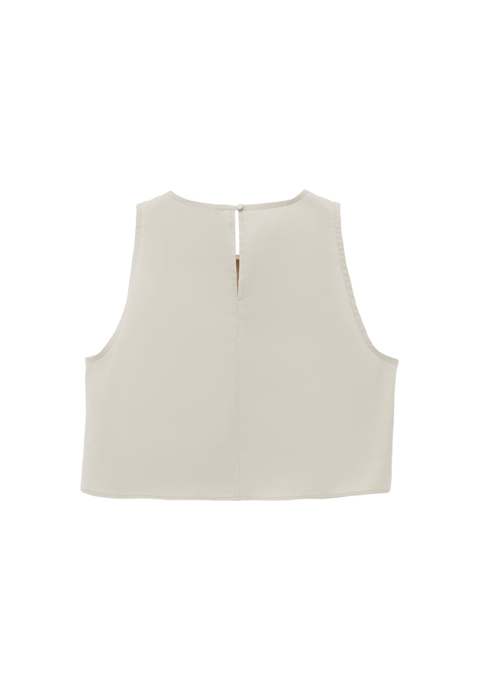 Sleeveless Tank Top With Crew Neck - SILVER BIRCH