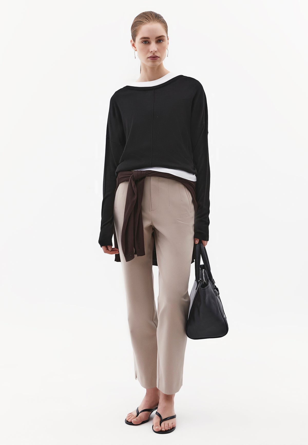Ultra High Waist Carrot Fit Pants - Beige