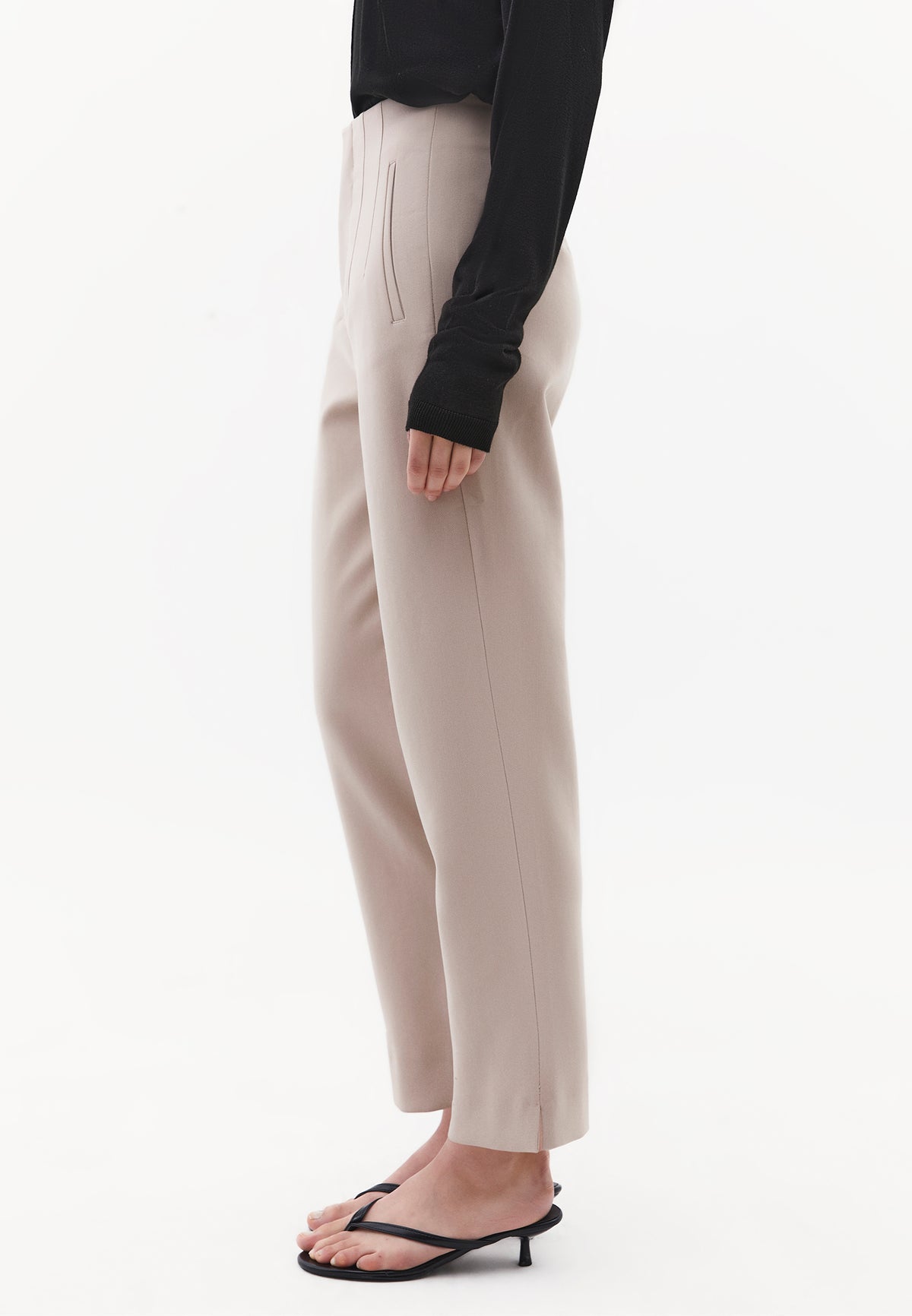 Ultra High Waist Carrot Fit Pants - Beige