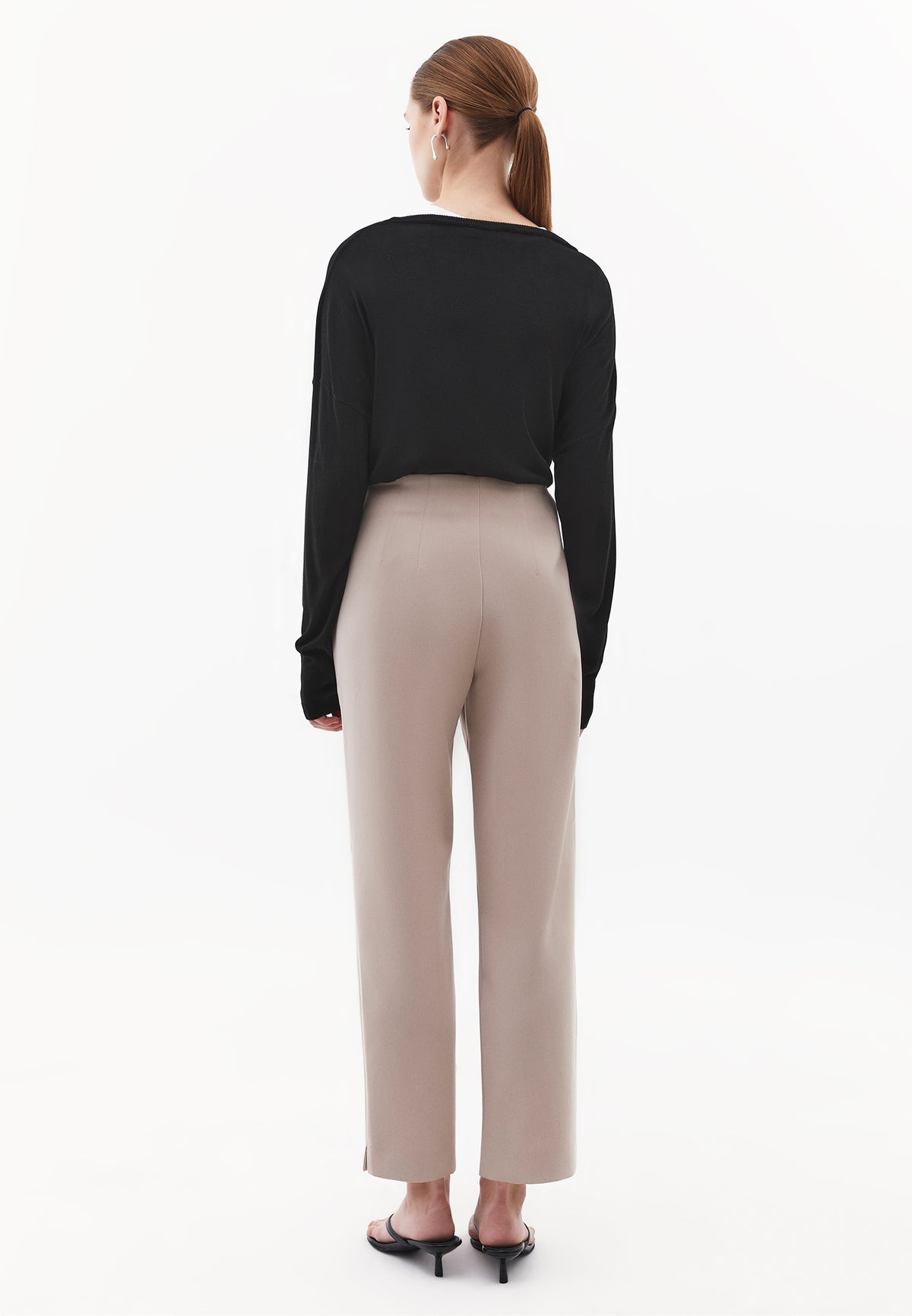 Ultra High Waist Carrot Fit Pants - Beige