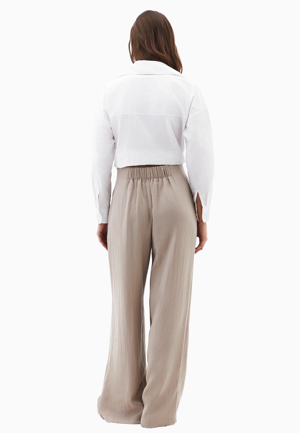 Pleated Wide Leg Pants - Beige