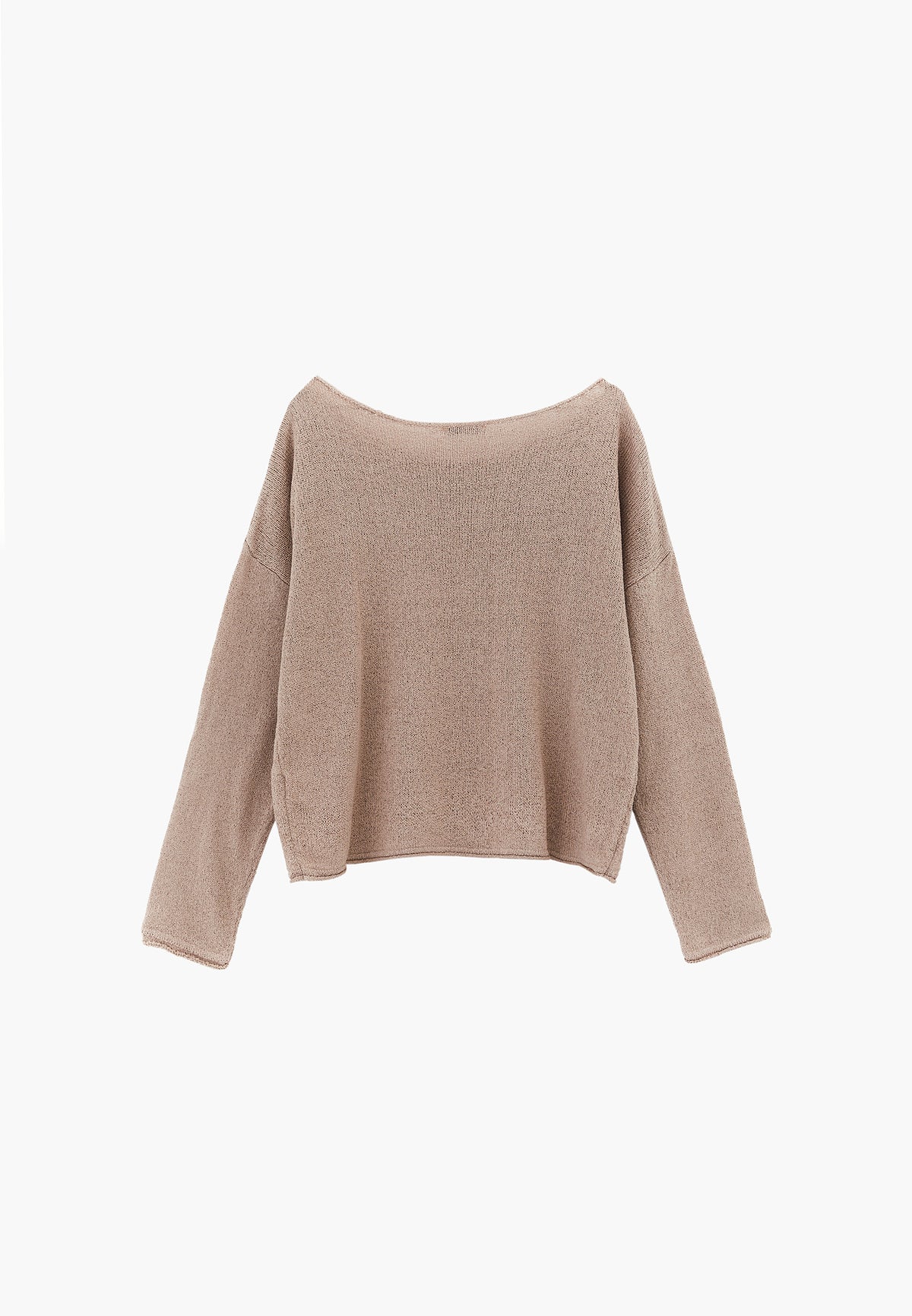 Boat Neck Bouclé Sweater - SIMPLY TAUPE