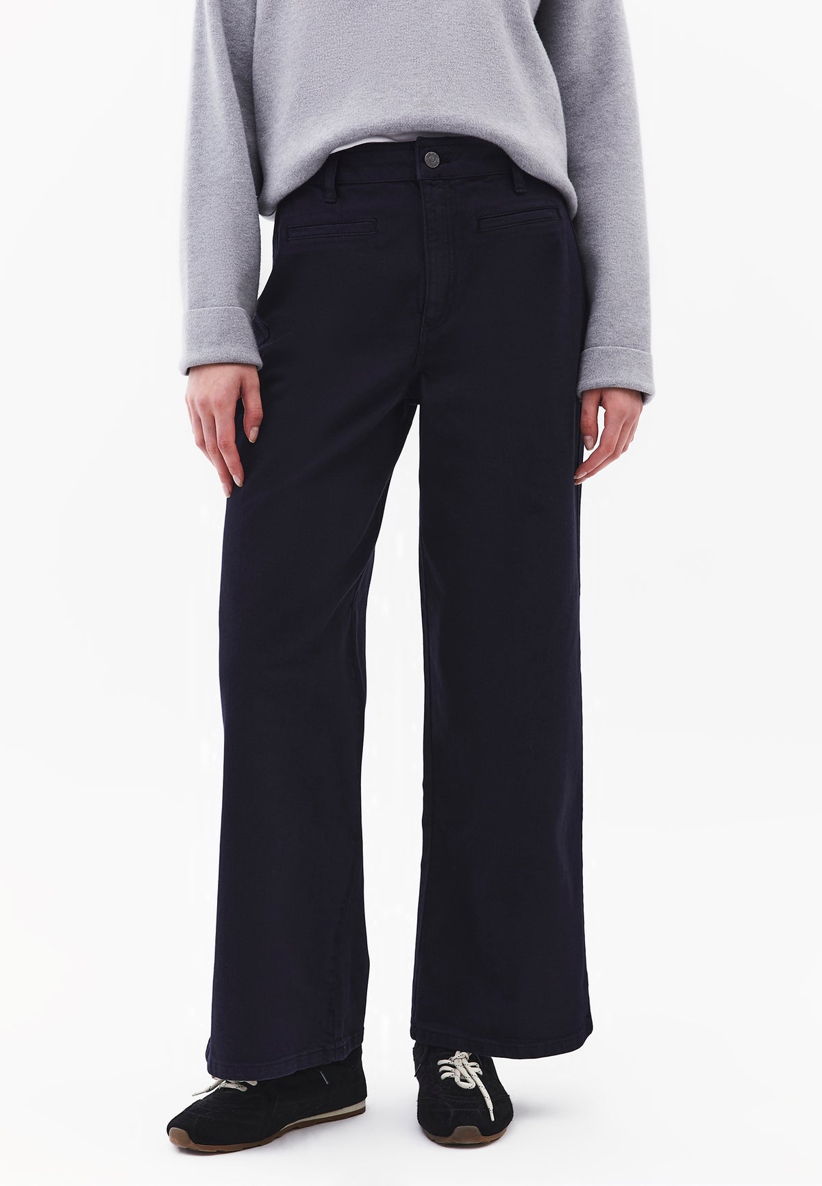 Ultra High Waist Wide Leg Pants - Navy Blue