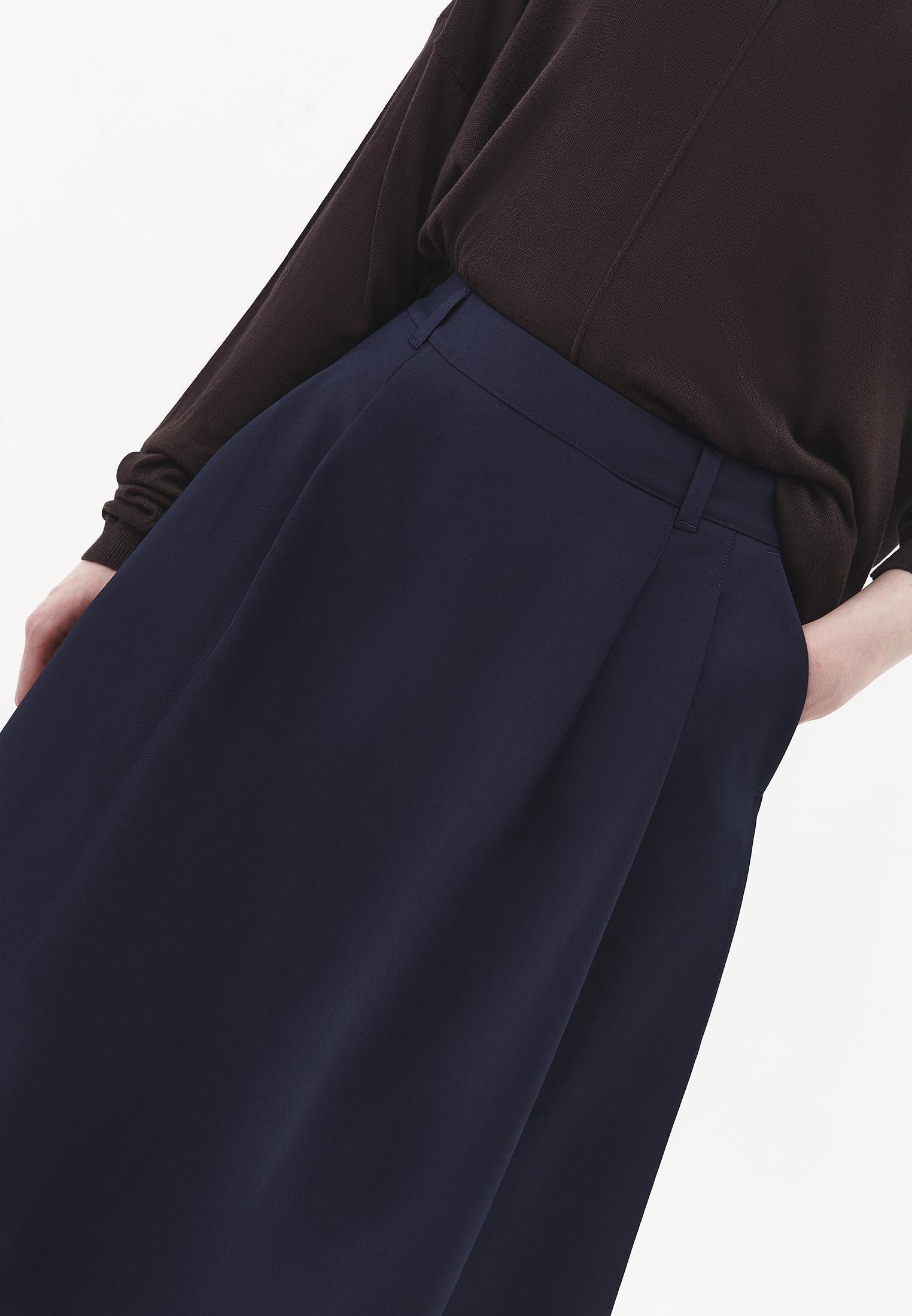 Long Pleated Flared Skirt - SKY CAPTAIN