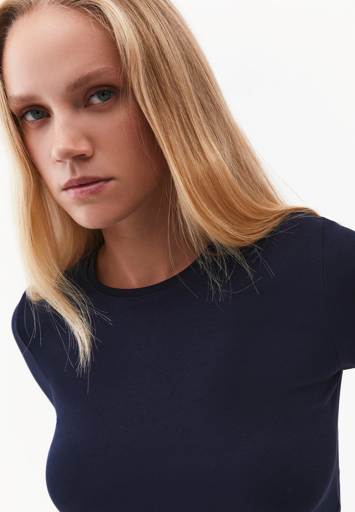 Crew Neck Long Sleeve T-Shirt - Navy Blue