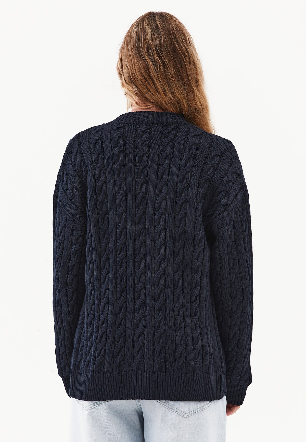 Oversized Long V Neck Cardigan - Navy Blue