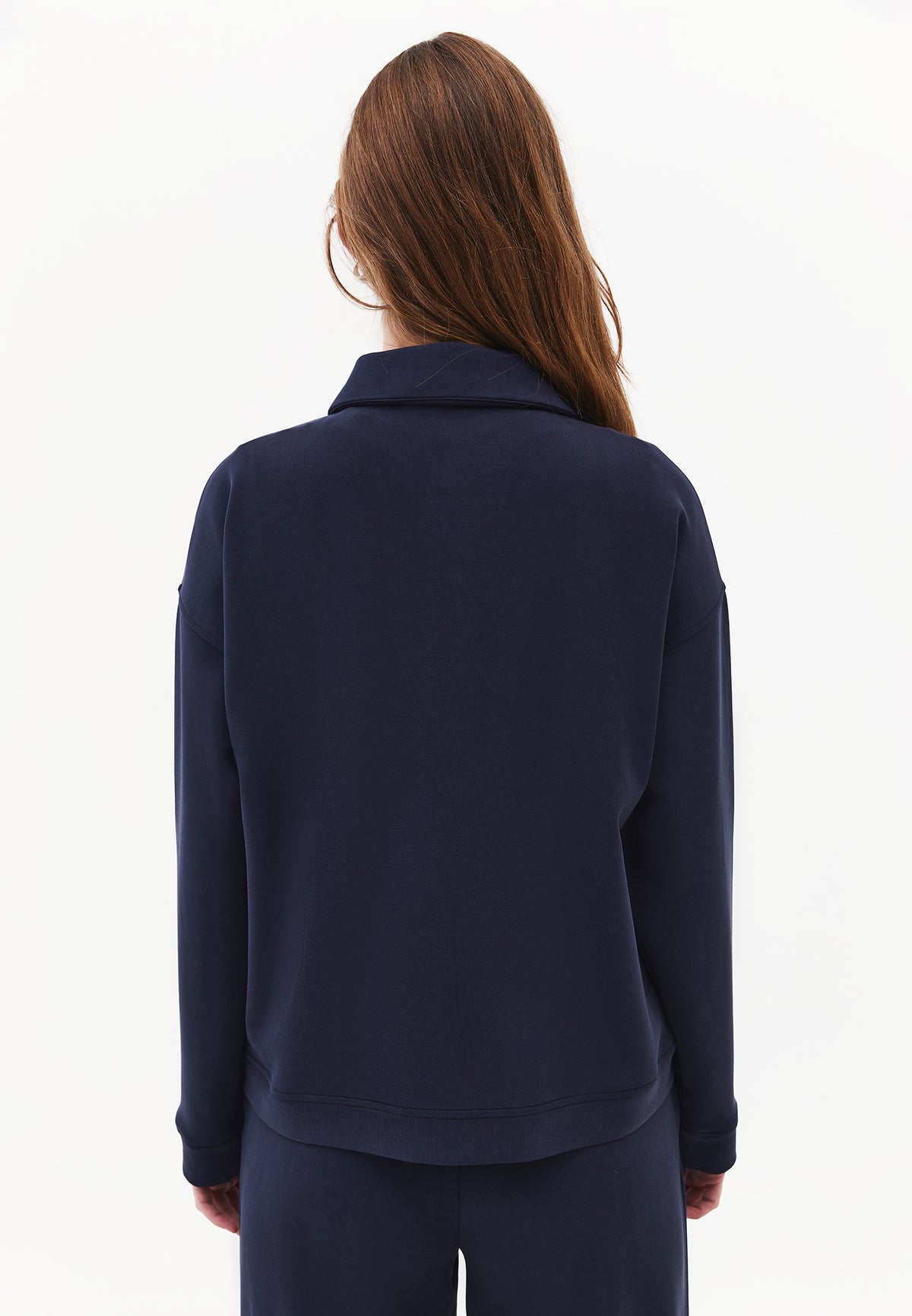 Zip Detail Polo Collar Sweatshirt - SKY CAPTAIN