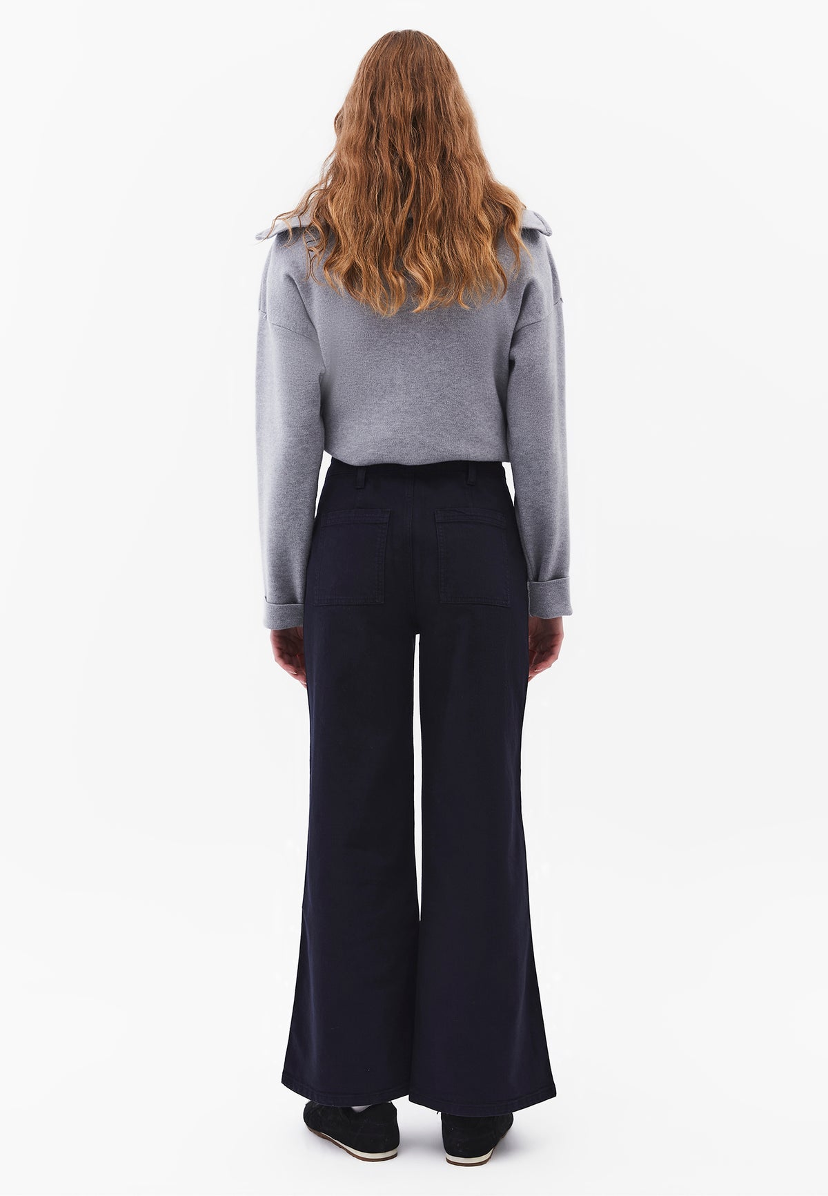 Ultra High Waist Wide Leg Pants - Navy Blue