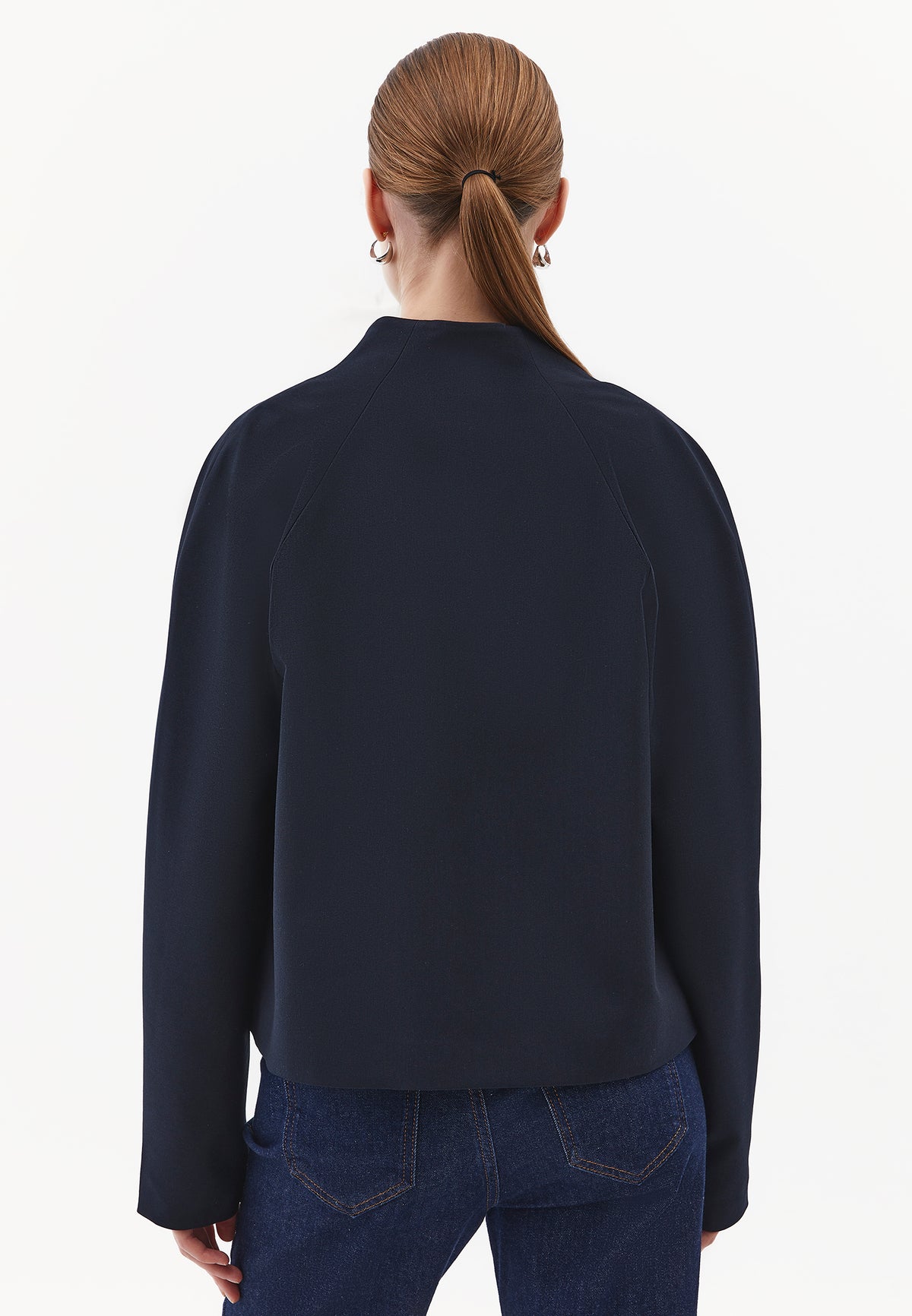 Buttoned Blazer Jacket - Navy Blue