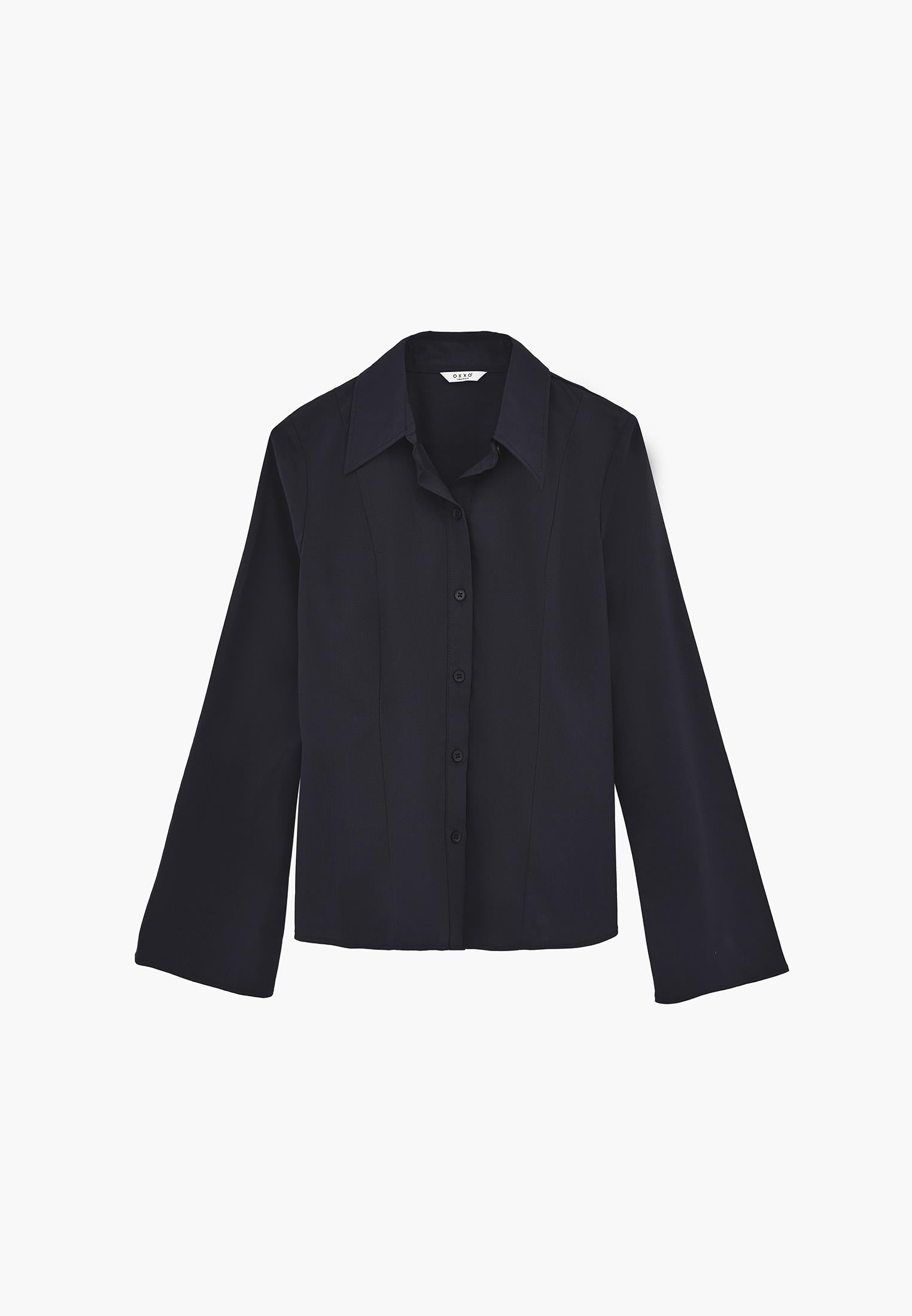 Shirt Collar Long Sleeve Buttoned Shirt - SKY CAPTAIN