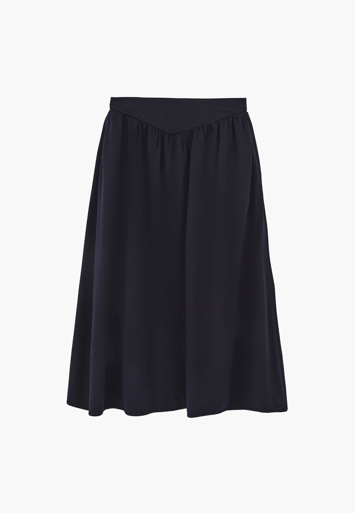 Ultra High Waist Long A-Line Woven Skirt - Navy Blue