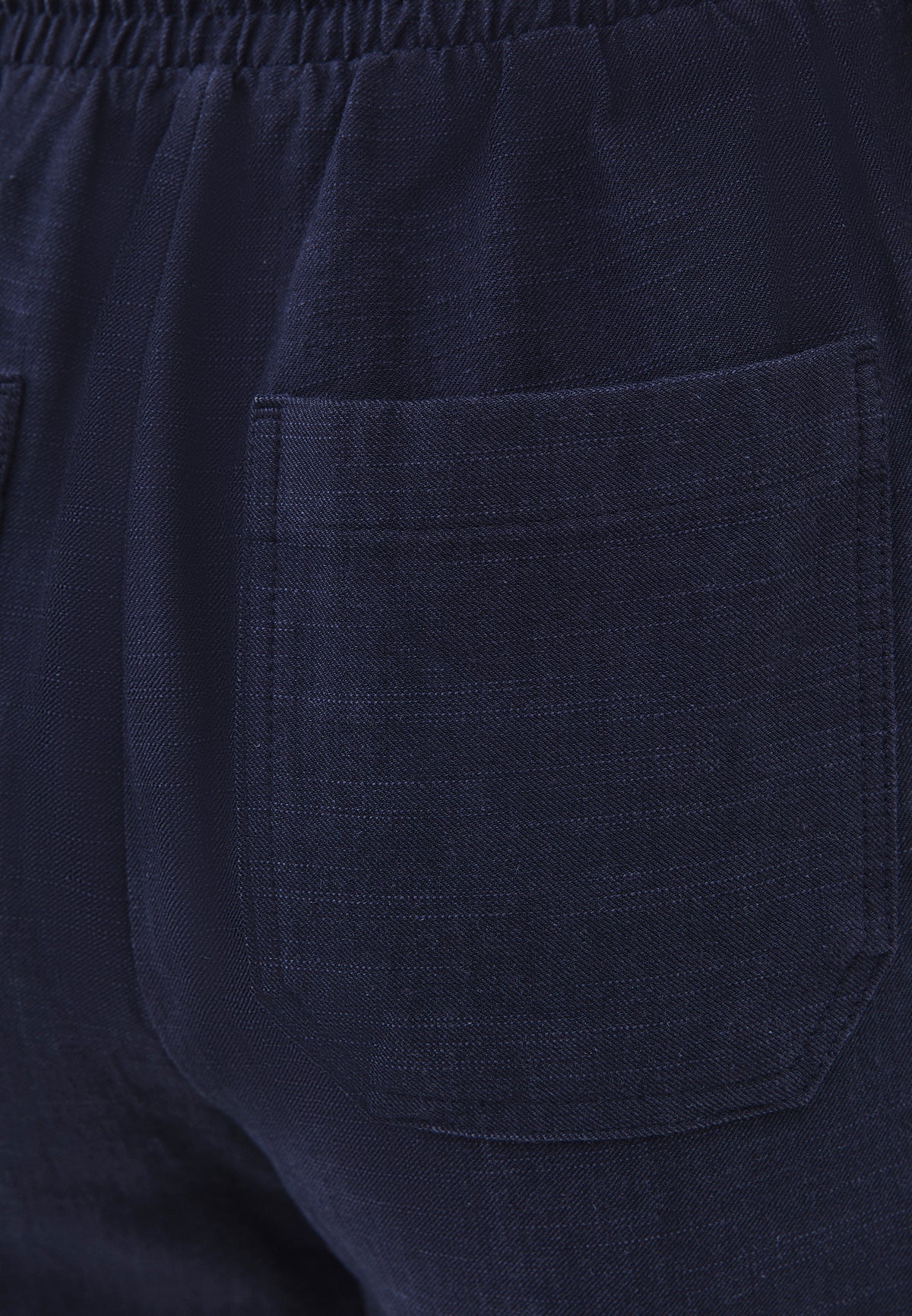 Carrot Pants With Elastic Waist - Navy Blue