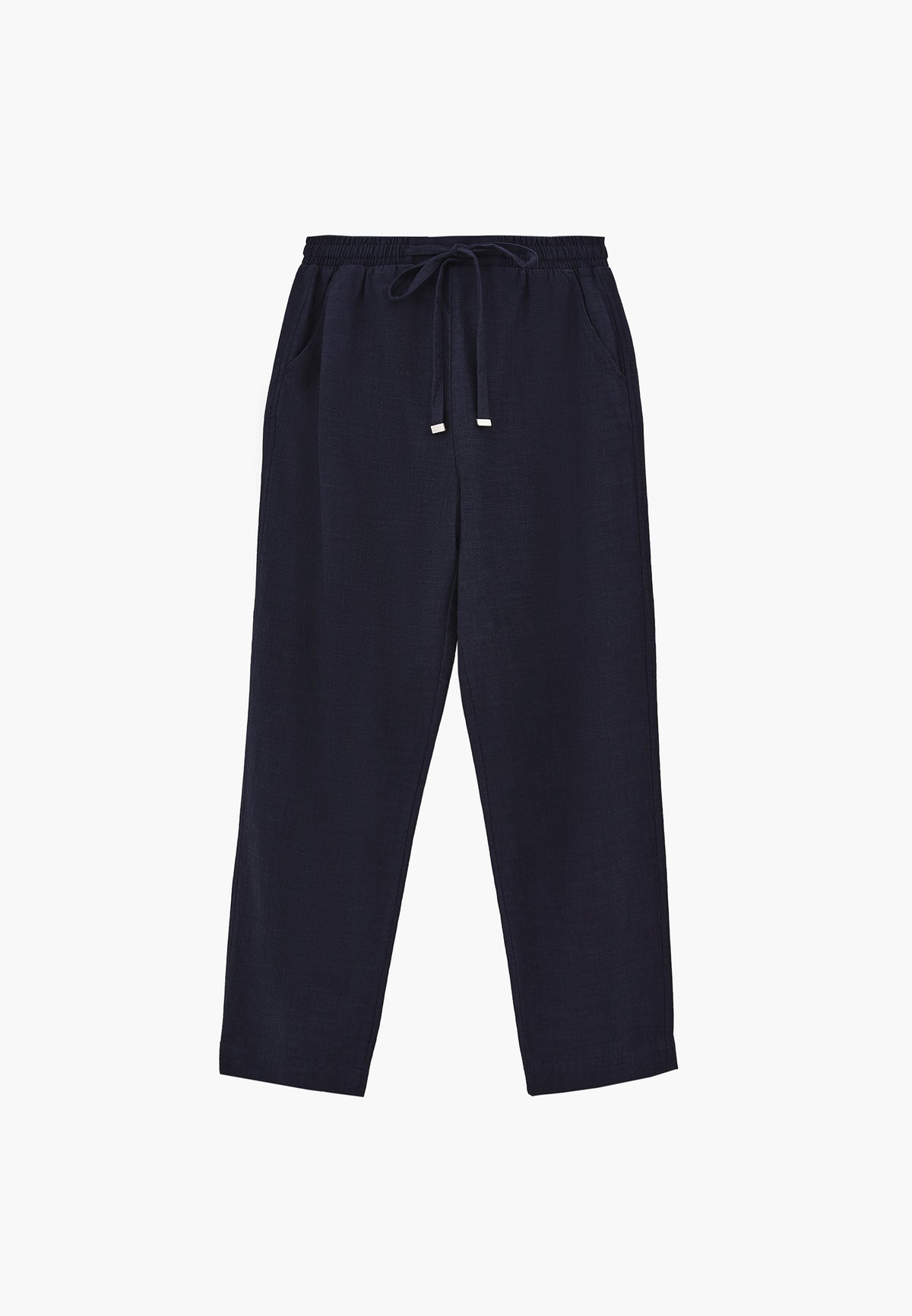 Carrot Pants With Elastic Waist - Navy Blue