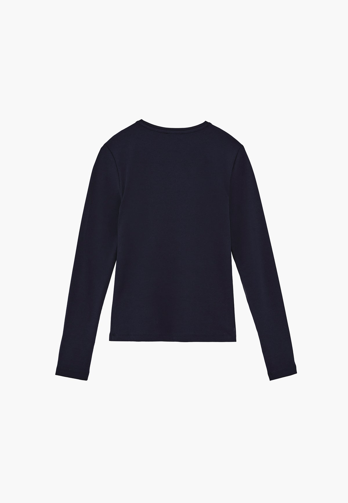 Crew Neck Long Sleeve T-Shirt - Navy Blue
