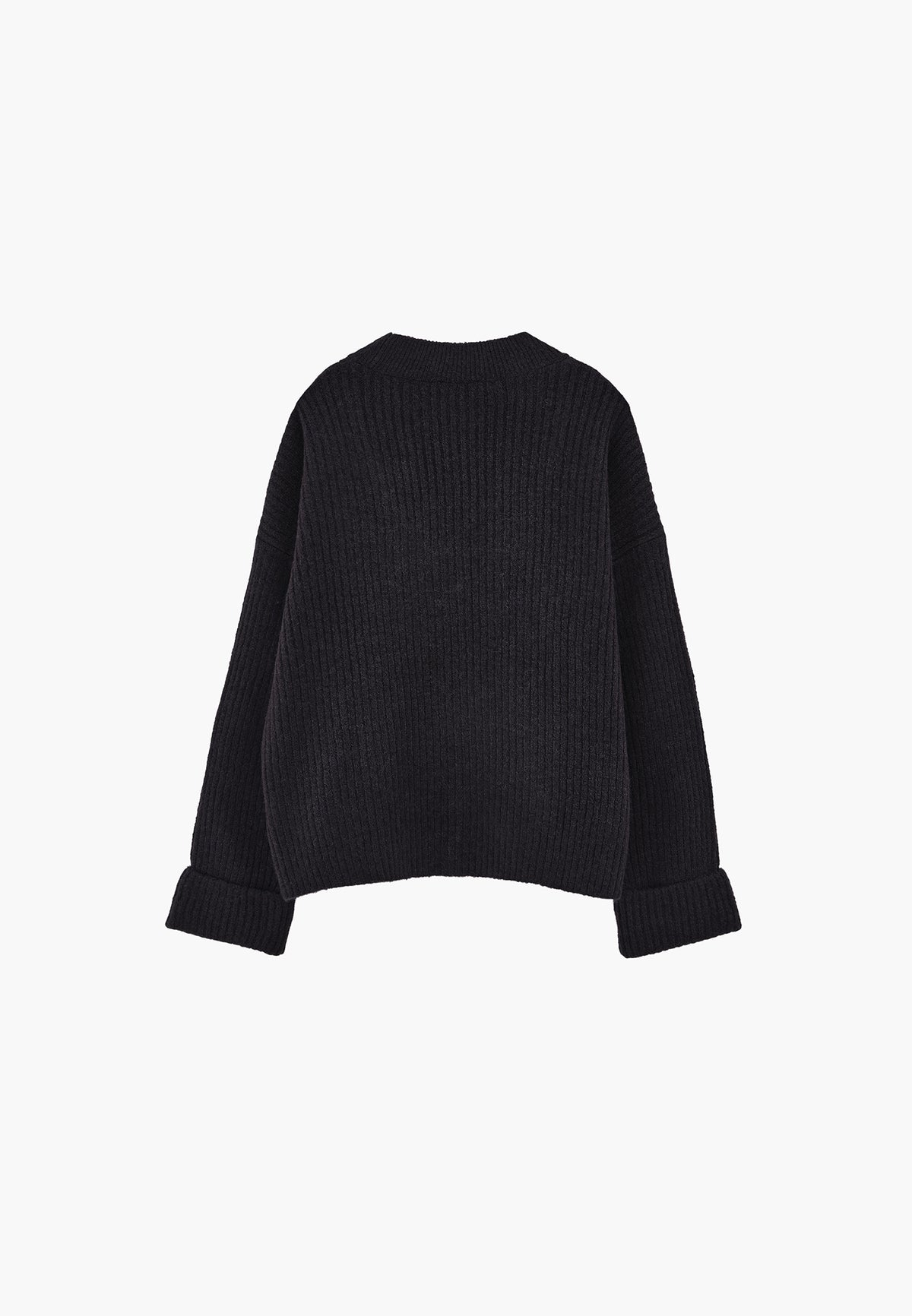 Loose V-Neck Sweater - Navy Blue