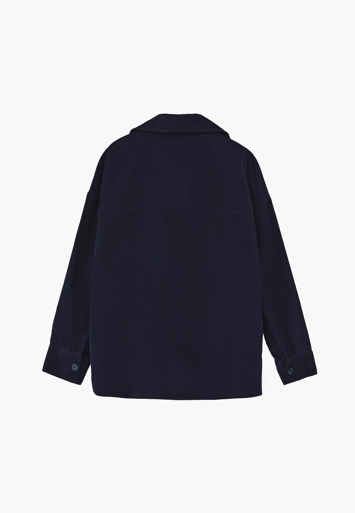 Oversize Buttoned Long Sleeve Shirt - Navy Blue