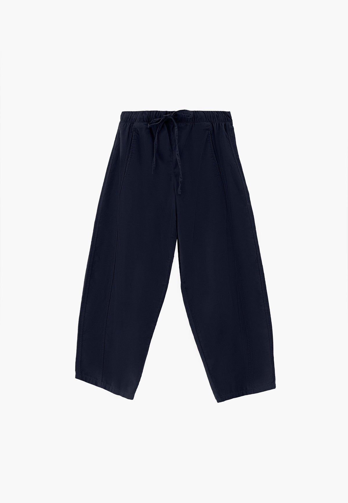 Balloon Form Cropped High Waist Pants - Navy Blue