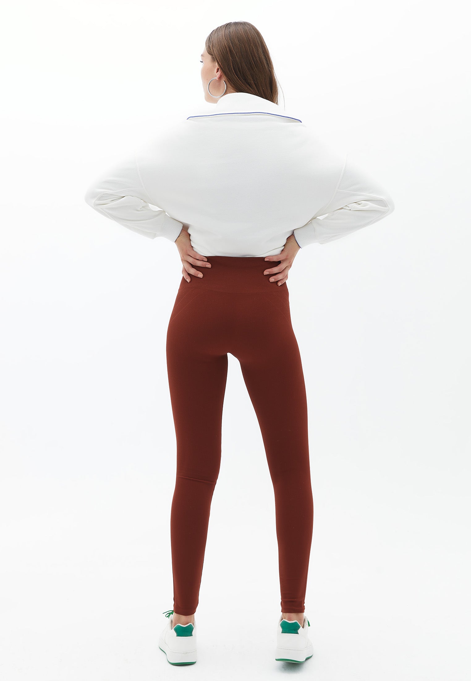 Long narrow high waist leggings - SMOKED PAPRIKA