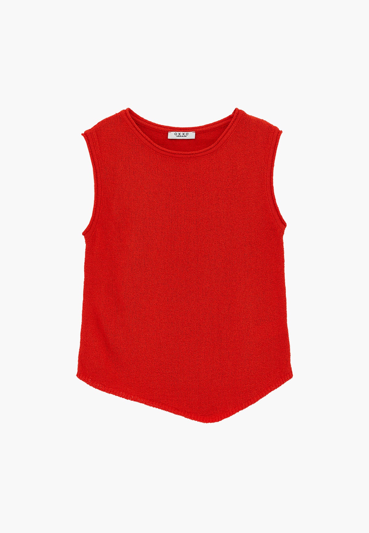 Asymmetric Tunic Knit Tank - SPICY ORANGE