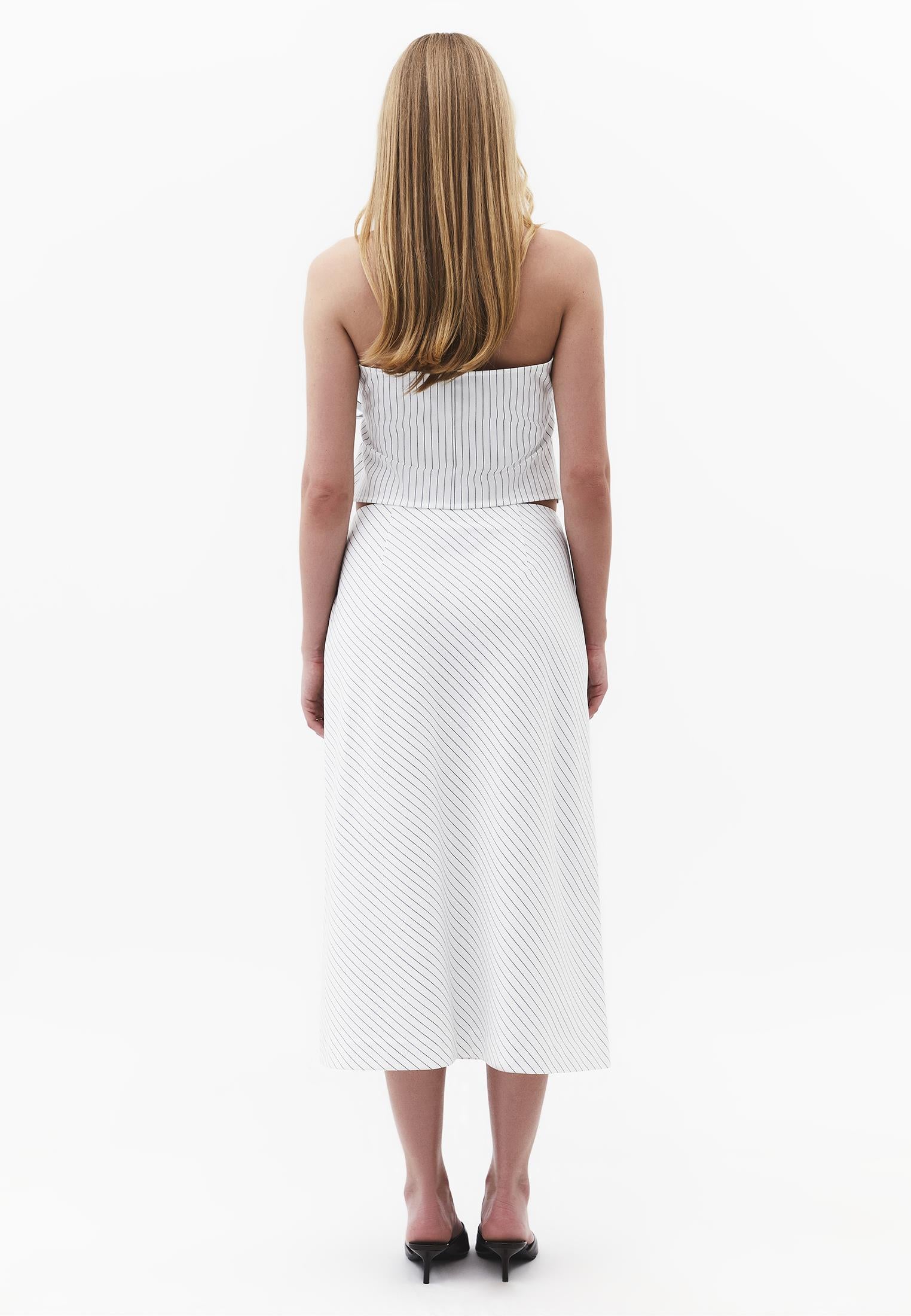 Striped A-Line Midi Skirt - STRIPE COMB