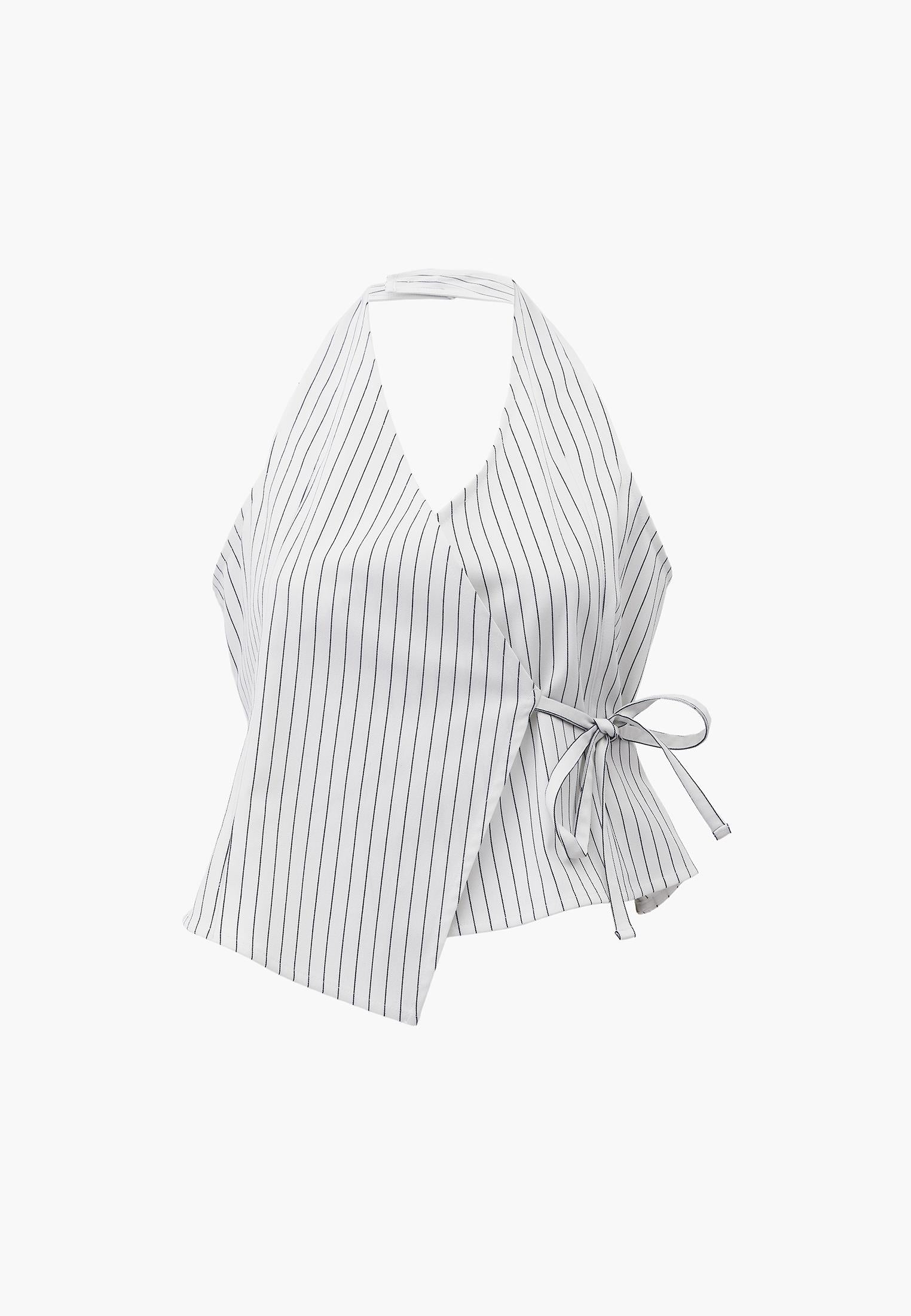 Striped V-Neck Cropped Vest - STRIPE COMB