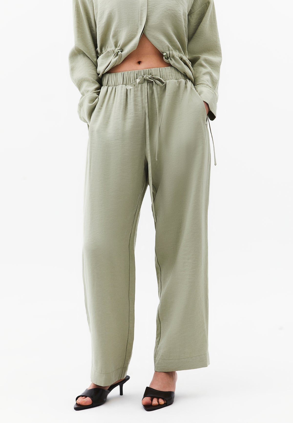 High Waist Straight Pants - TEA