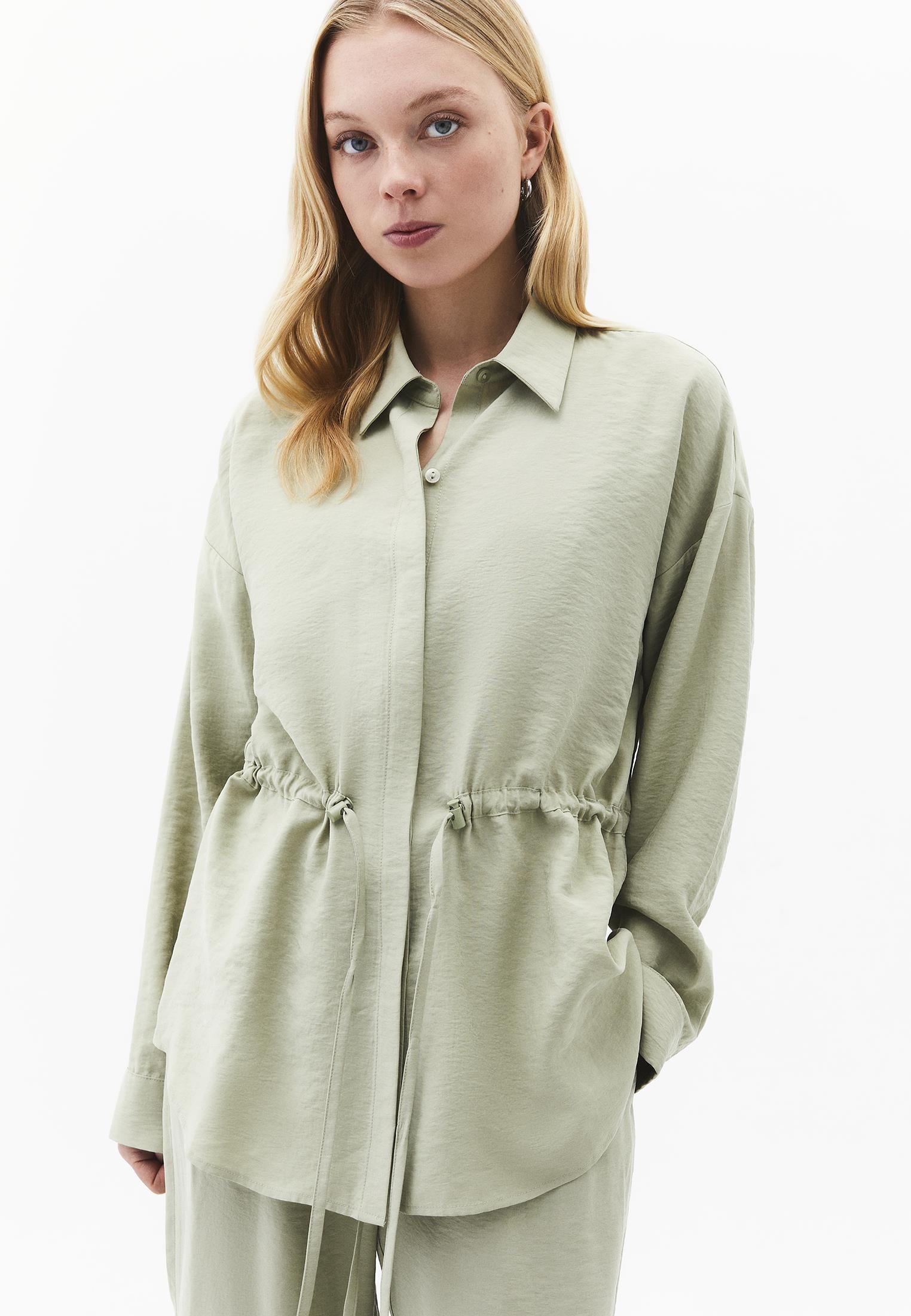 Oversize Shirt Collar Long Tunic - TEA