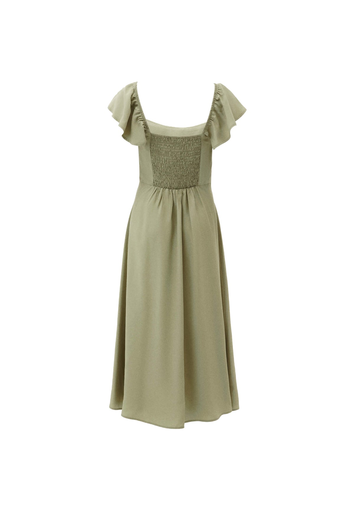 Slit Detailed Sweetheart Neckline Midi Dress - TEA