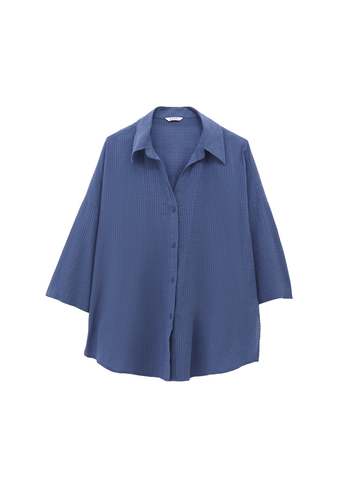 Oversized Shirt With Button Details - Blue