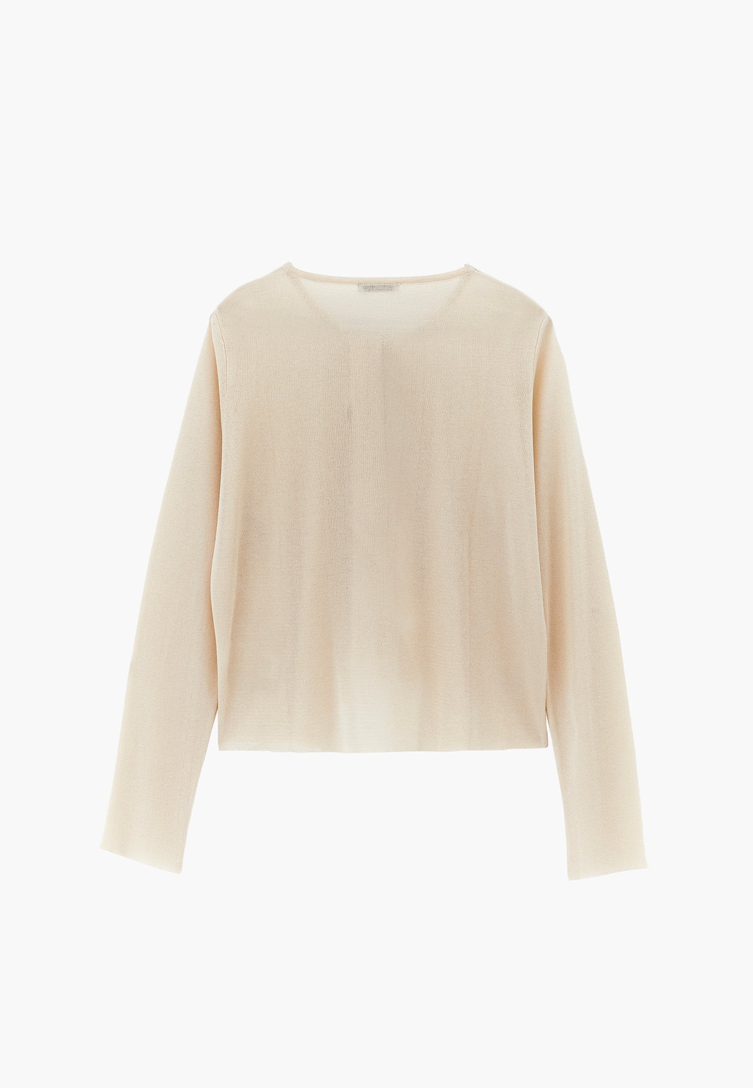 Tie Neckline Cardigan With Crew Neck - TURTLEDOVE