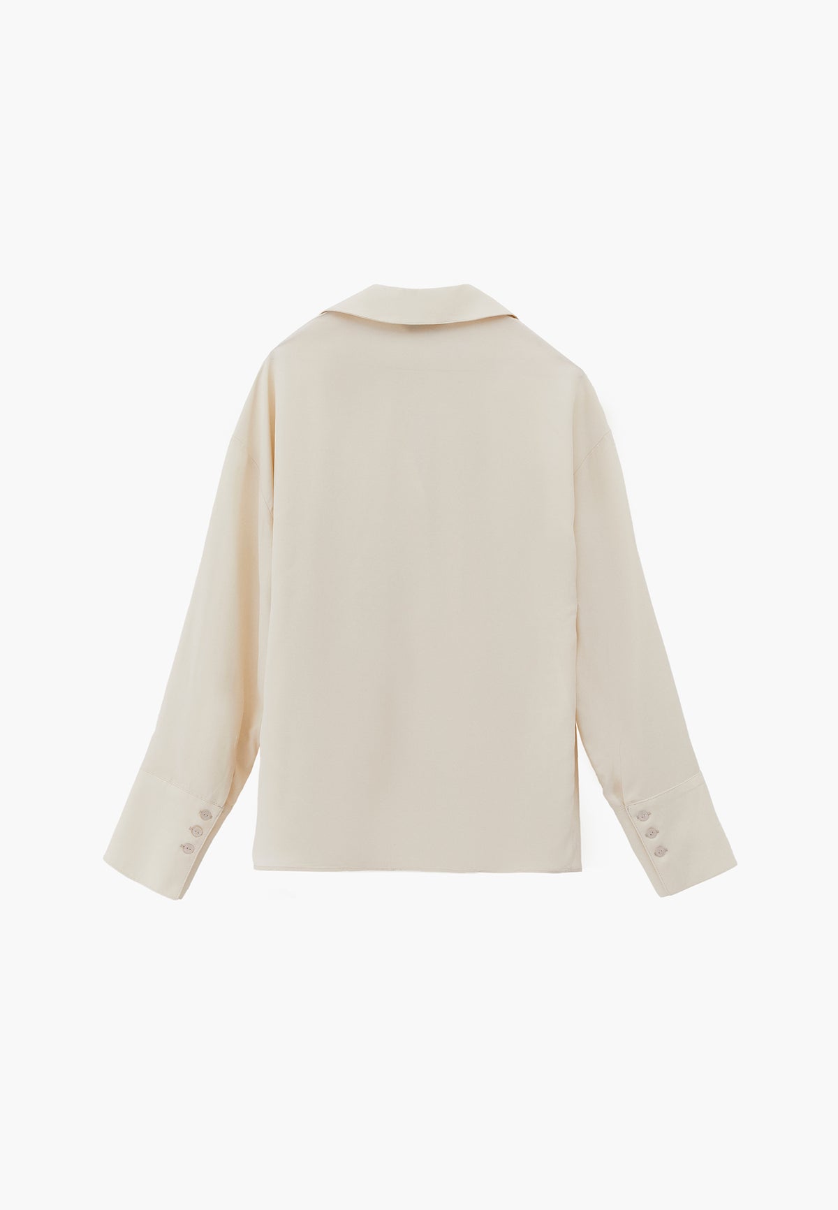 Long Sleeve Shirt with Button Detail and Shirt Collar - Cream