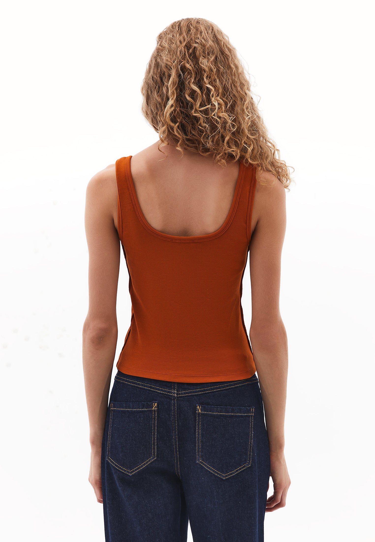 U Neck Bodycon Tank Top - UMBER