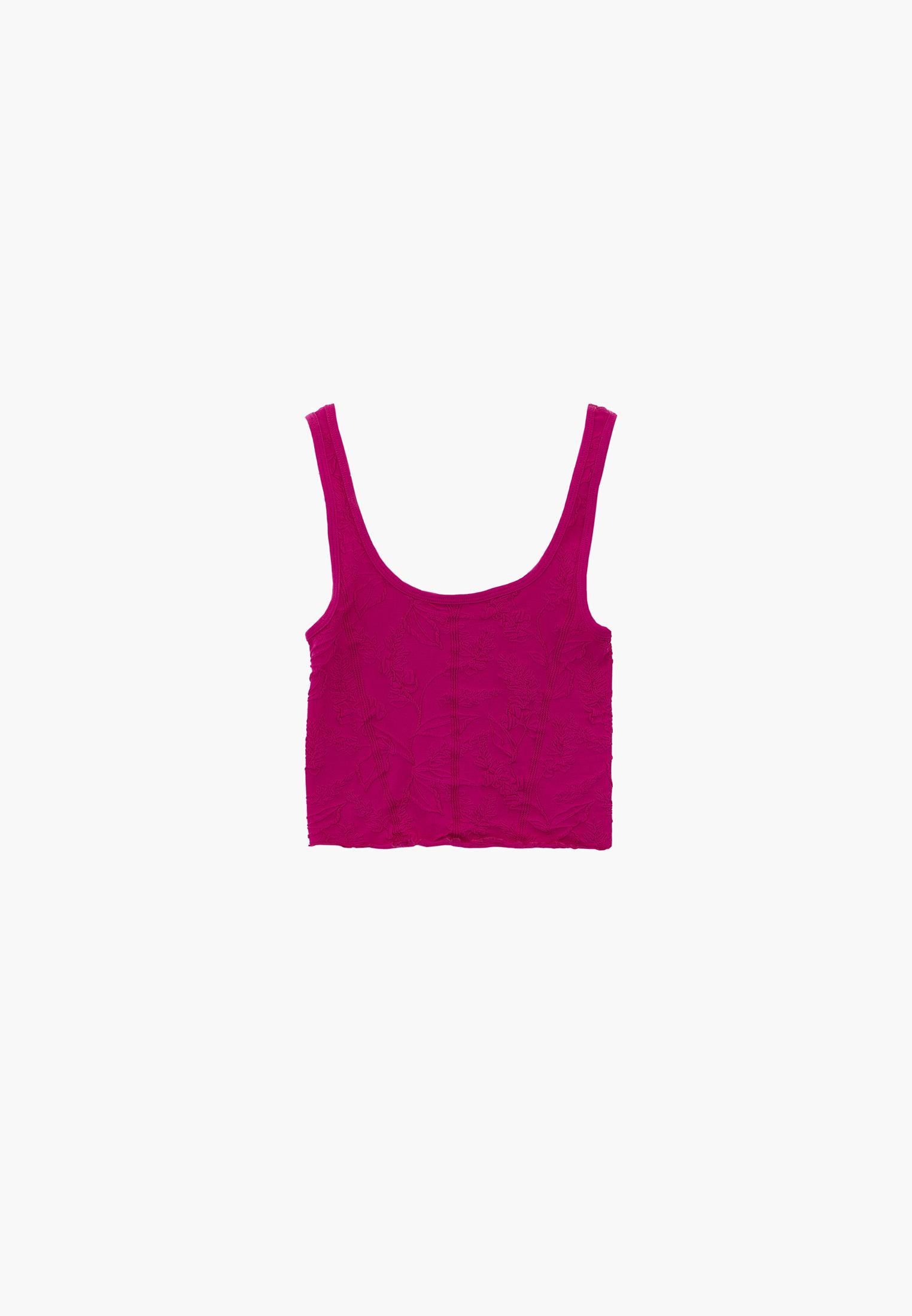 U Neck Sleeveless Cropped Bodycon Tank Top - VERY BERRY