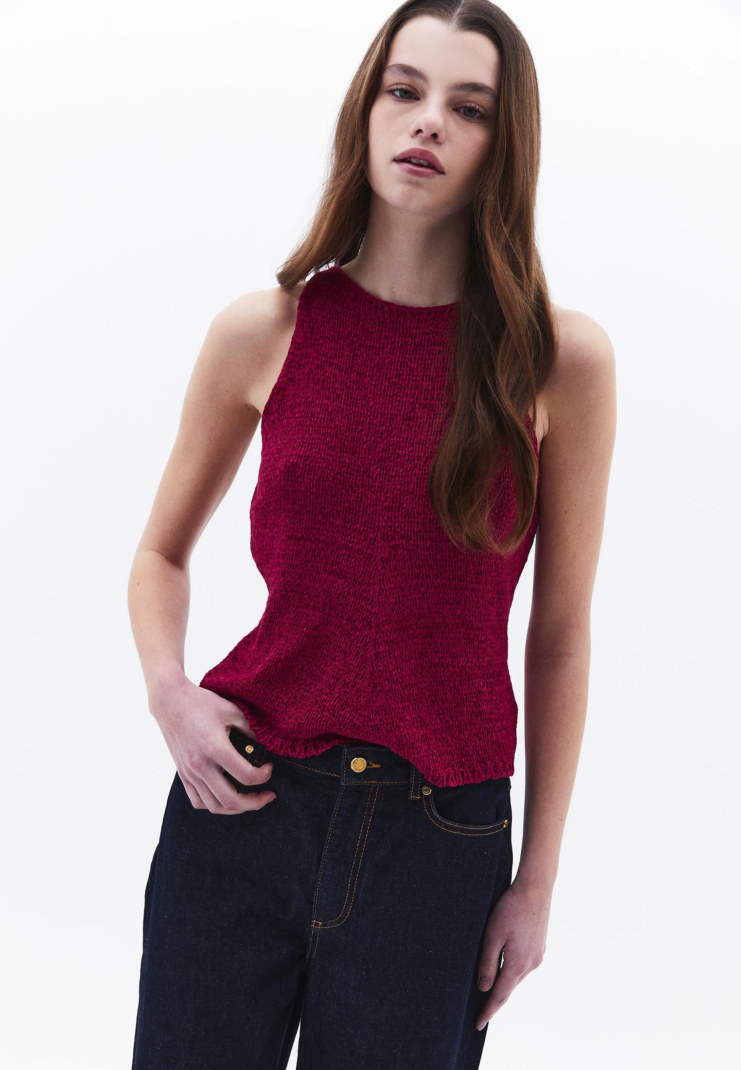 Knitted Vest Boat Neck - VIVACIOUS