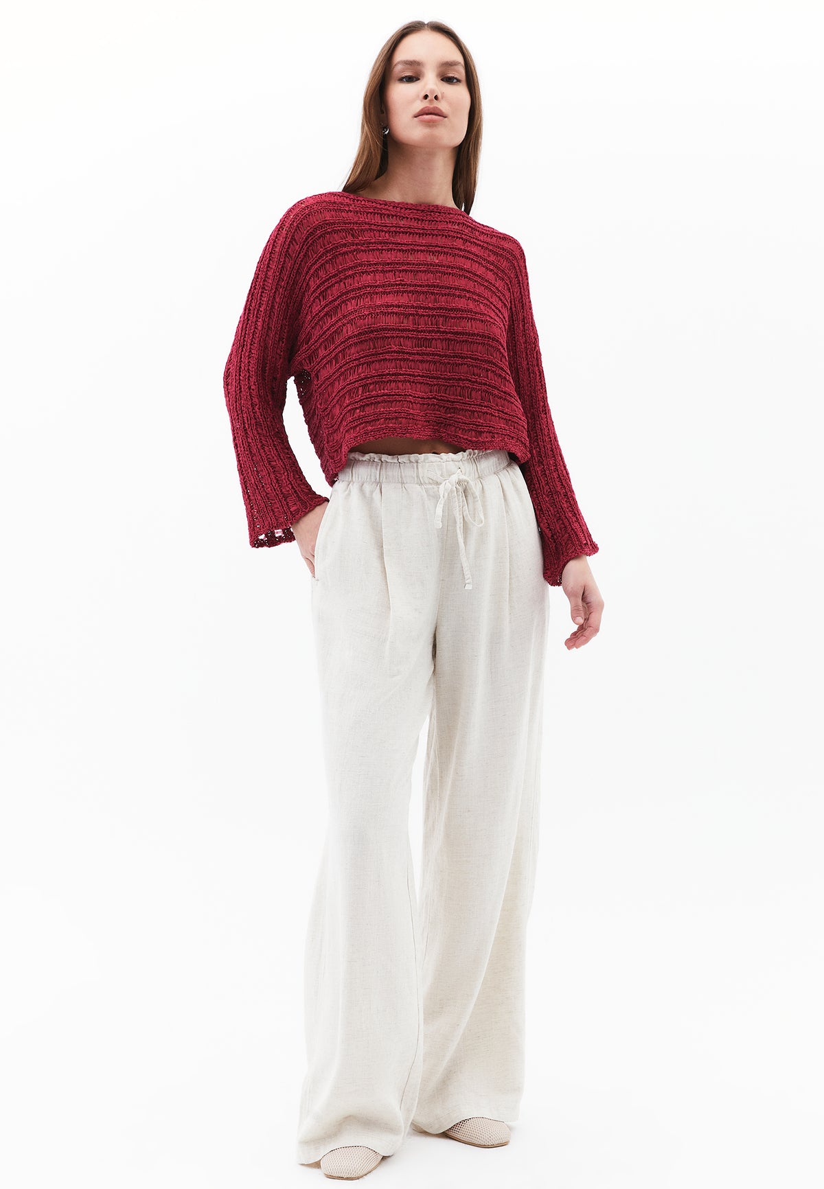 Openwork Boat Neck Pullover - VIVACIOUS