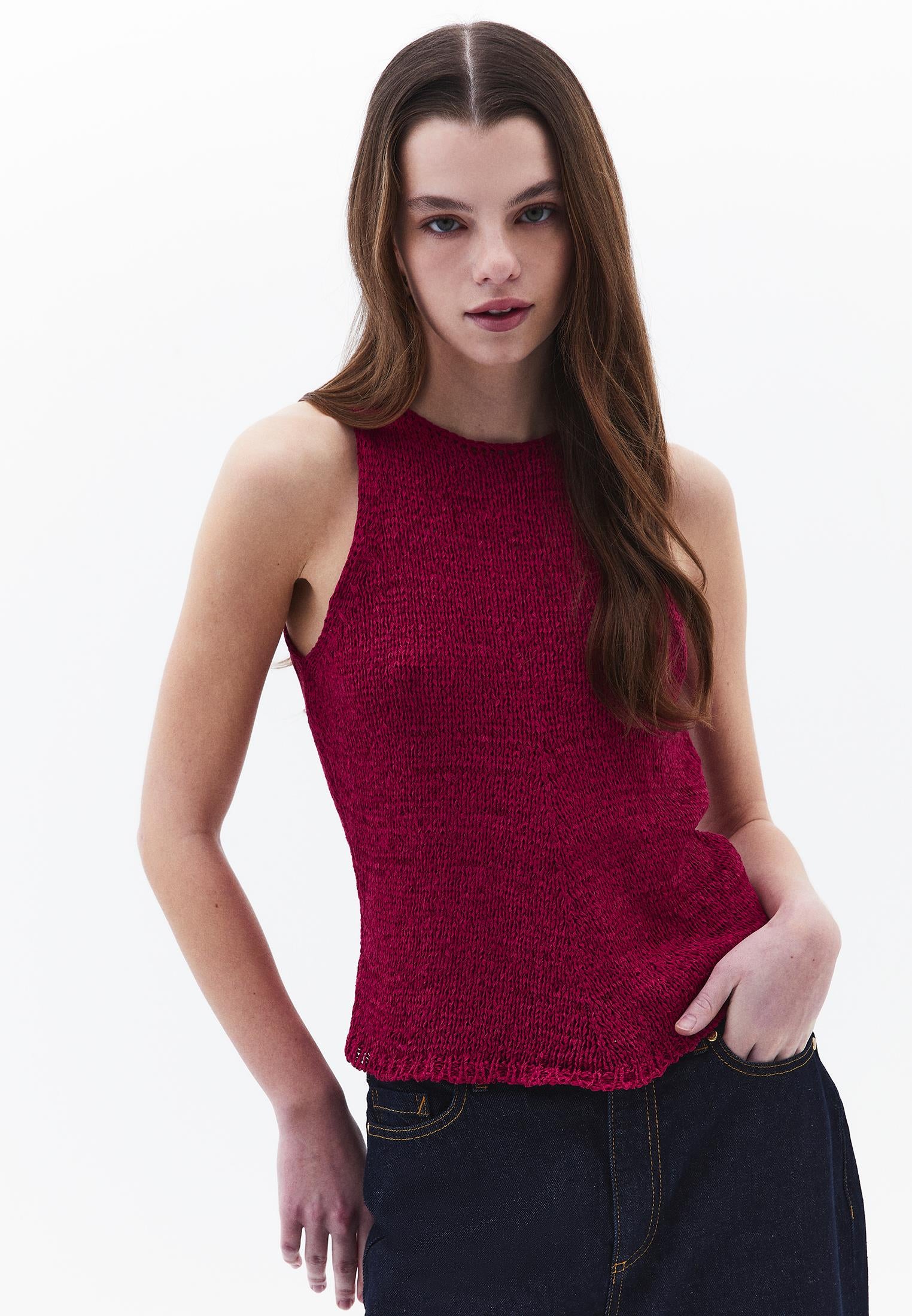 Knitted Vest Boat Neck - VIVACIOUS