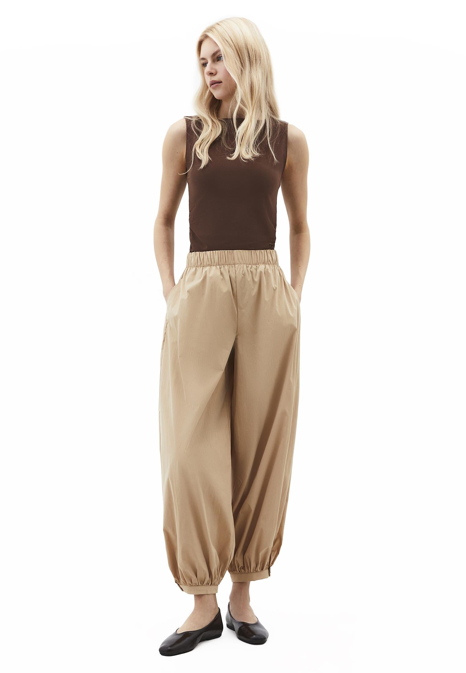 Jogger High Waist Long Trousers - WARM SAND