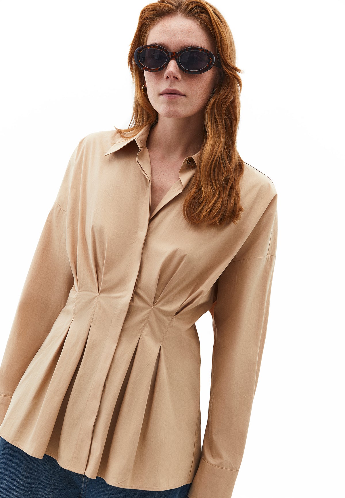 Standard Pleated Shirt With Closed Fit - WARM SAND