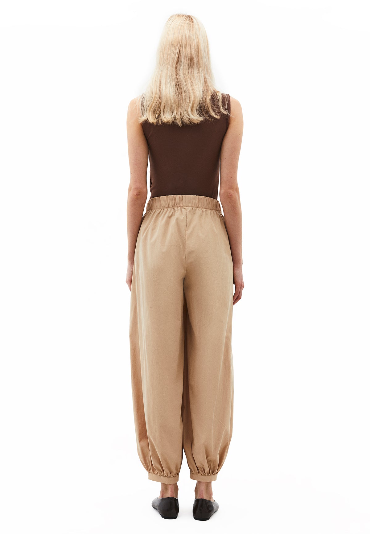 Jogger High Waist Long Trousers - Beige
