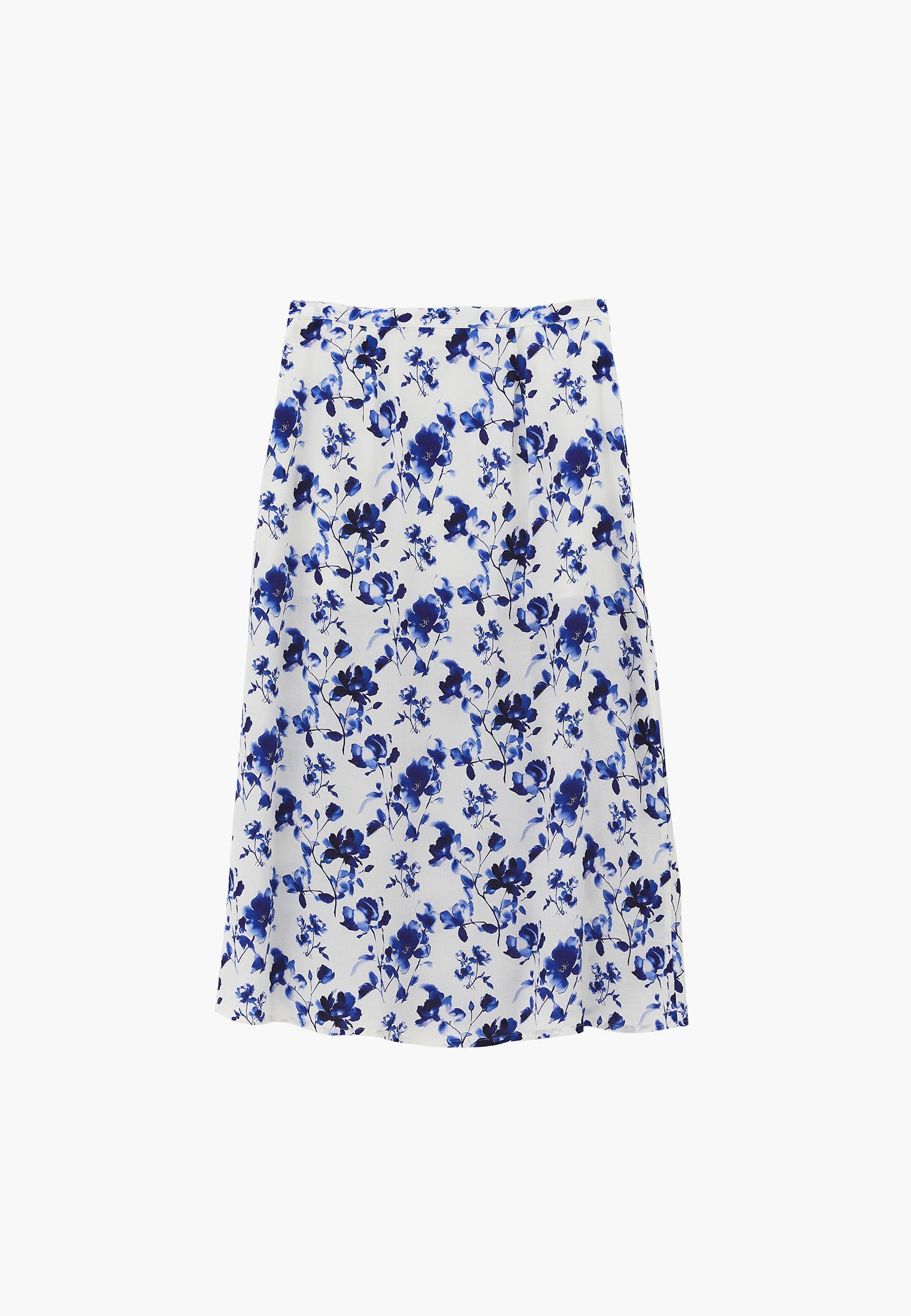 Flare Patterned High Waist Midi Skirt - WATER COLOR PRINT