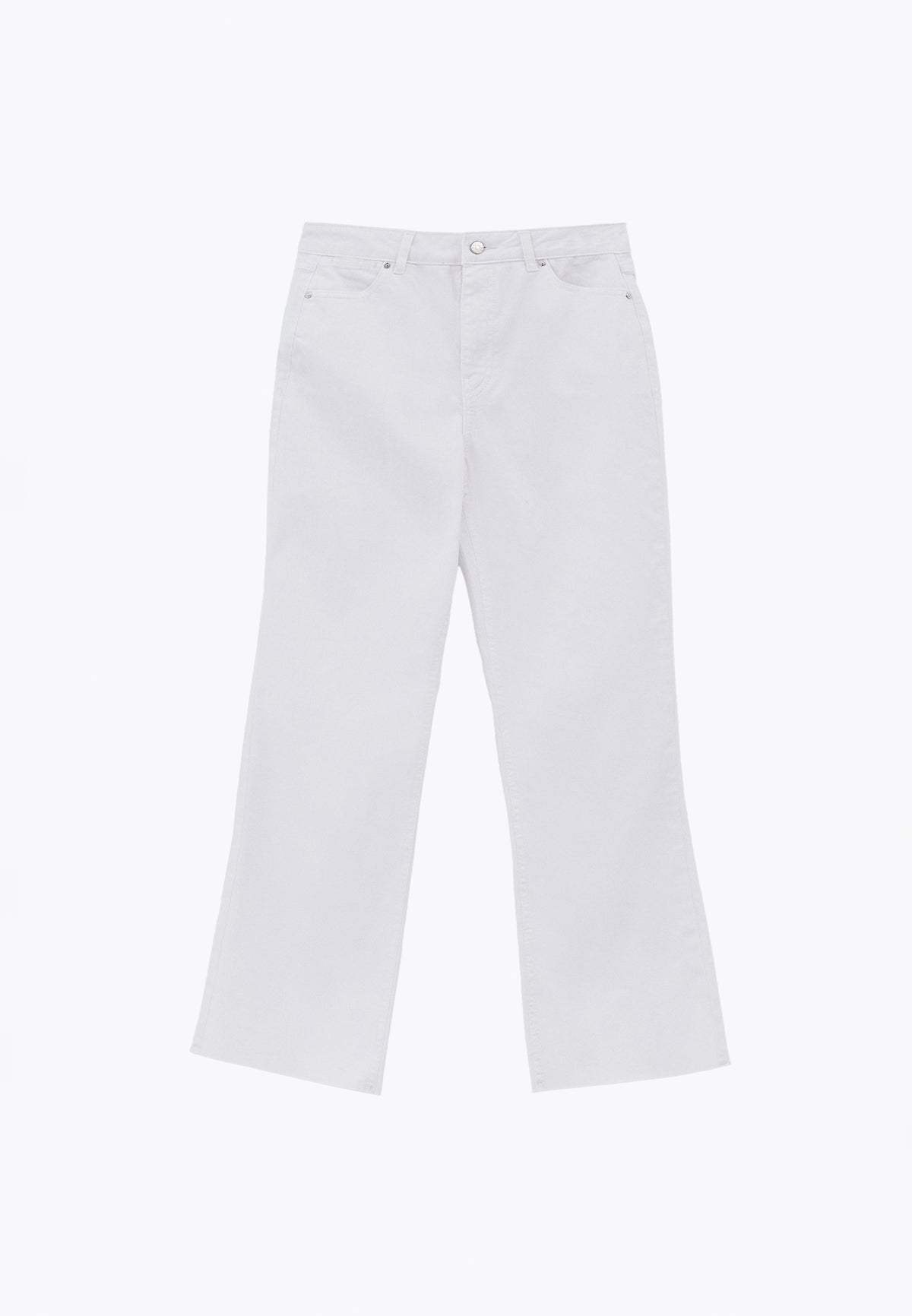 High Waist Spanish Hem Pants With Pocket Detail - WHITE DENIM