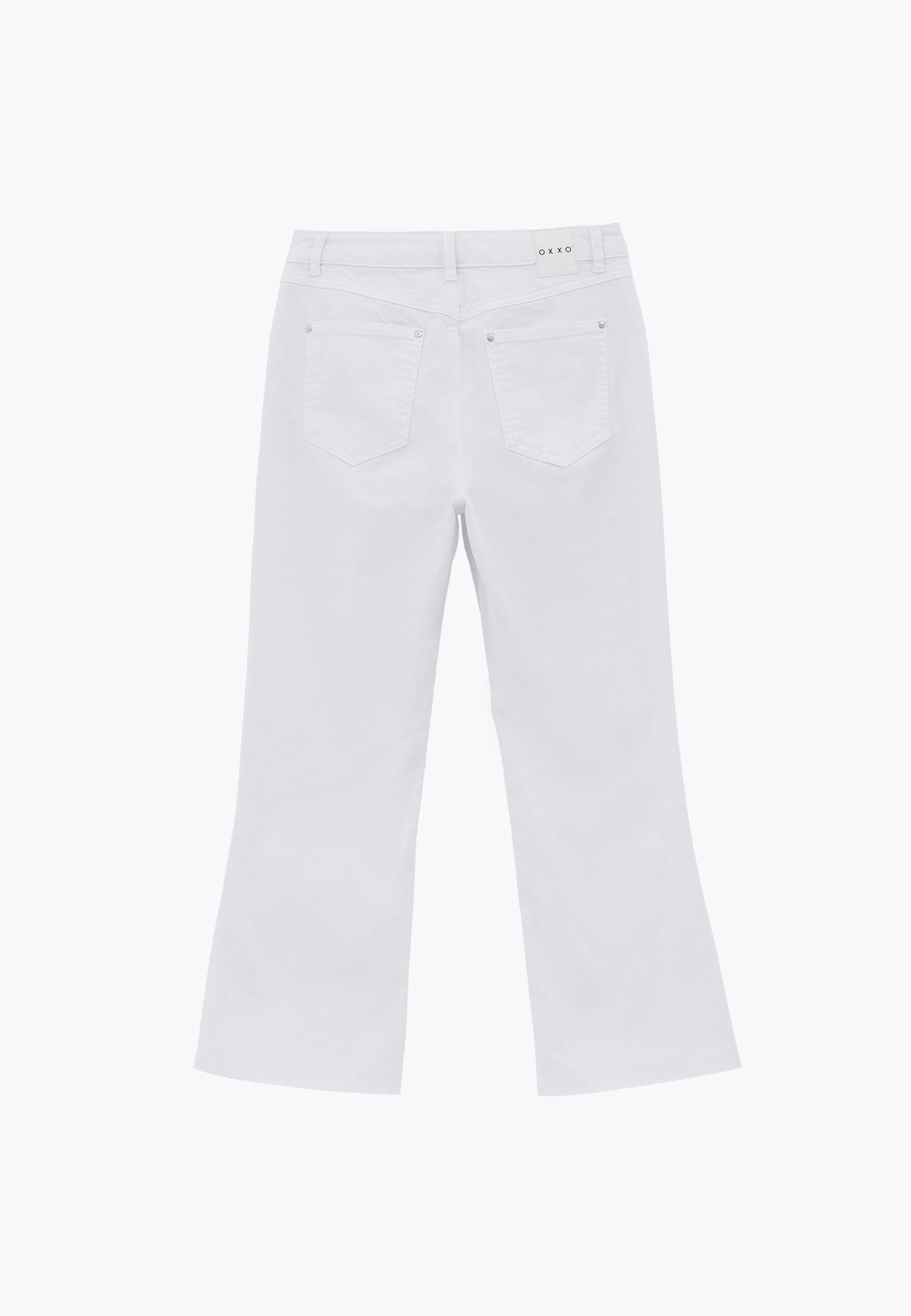 High Waist Spanish Hem Pants With Pocket Detail - WHITE DENIM