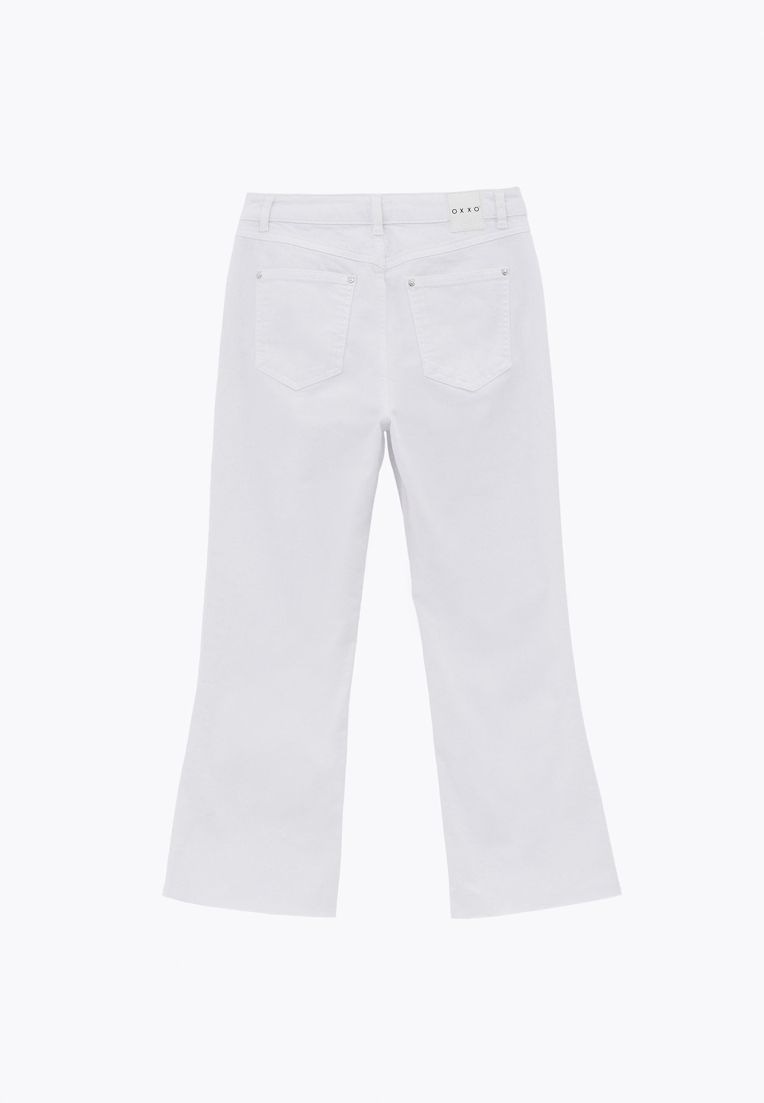 High Waist Spanish Hem Pants With Pocket Detail - WHITE DENIM