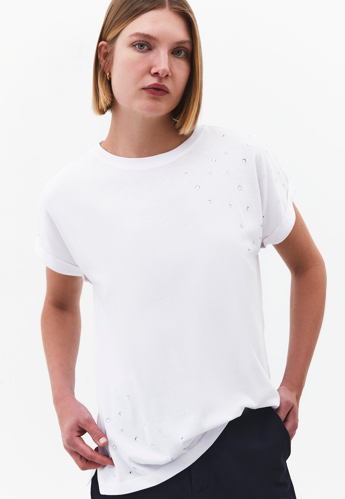 Stony Boat Neck Short Sleeve T-Shirt - White