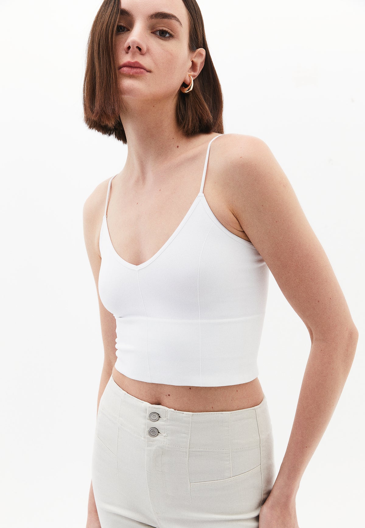 V Neck Tank Top - White