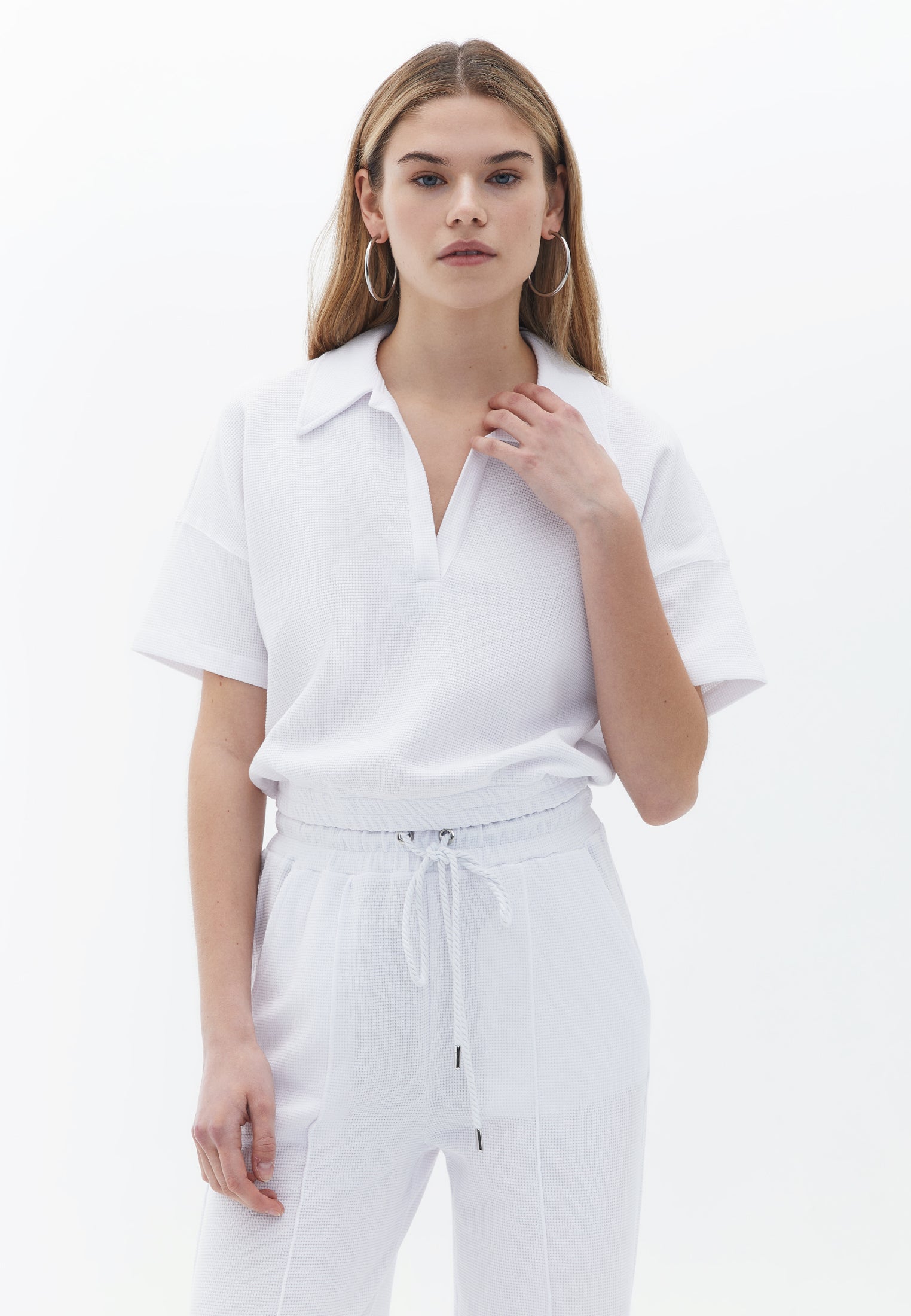 SHORT POLO NECK T-SHIRT - WHITE