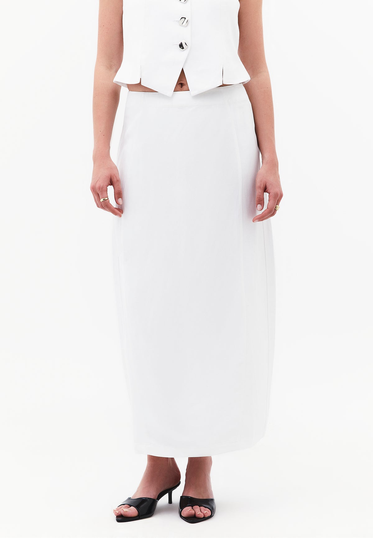 Maxi Skirt With Slit Detail - WHITE