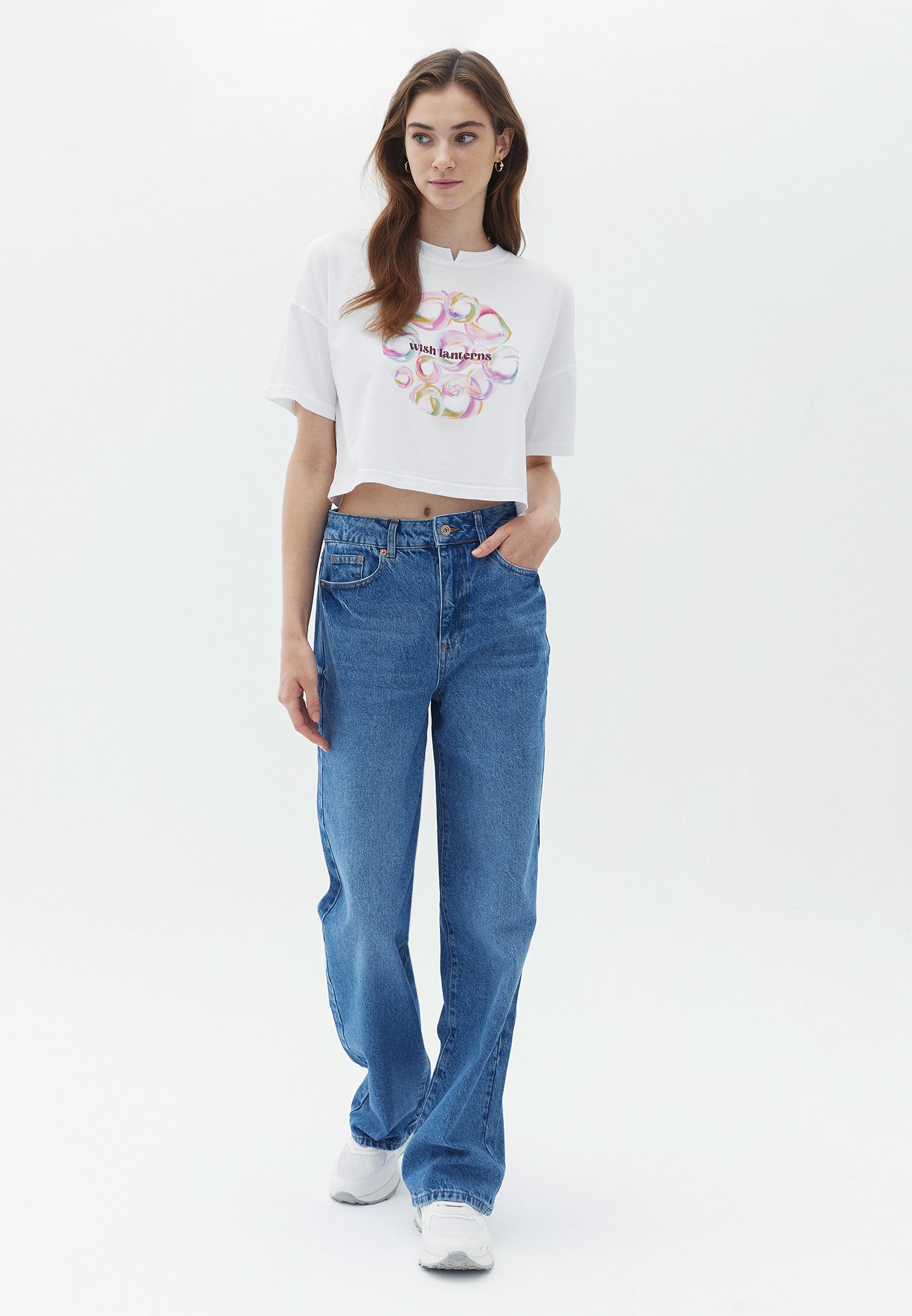 Crew neck short t-shirt - WHITE