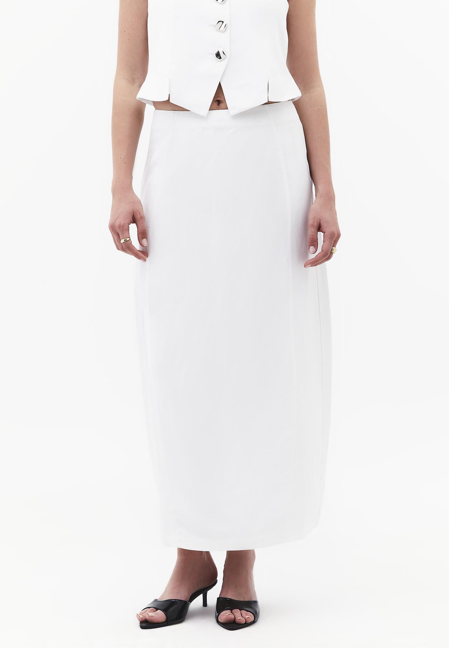Maxi Skirt With Slit Detail - WHITE