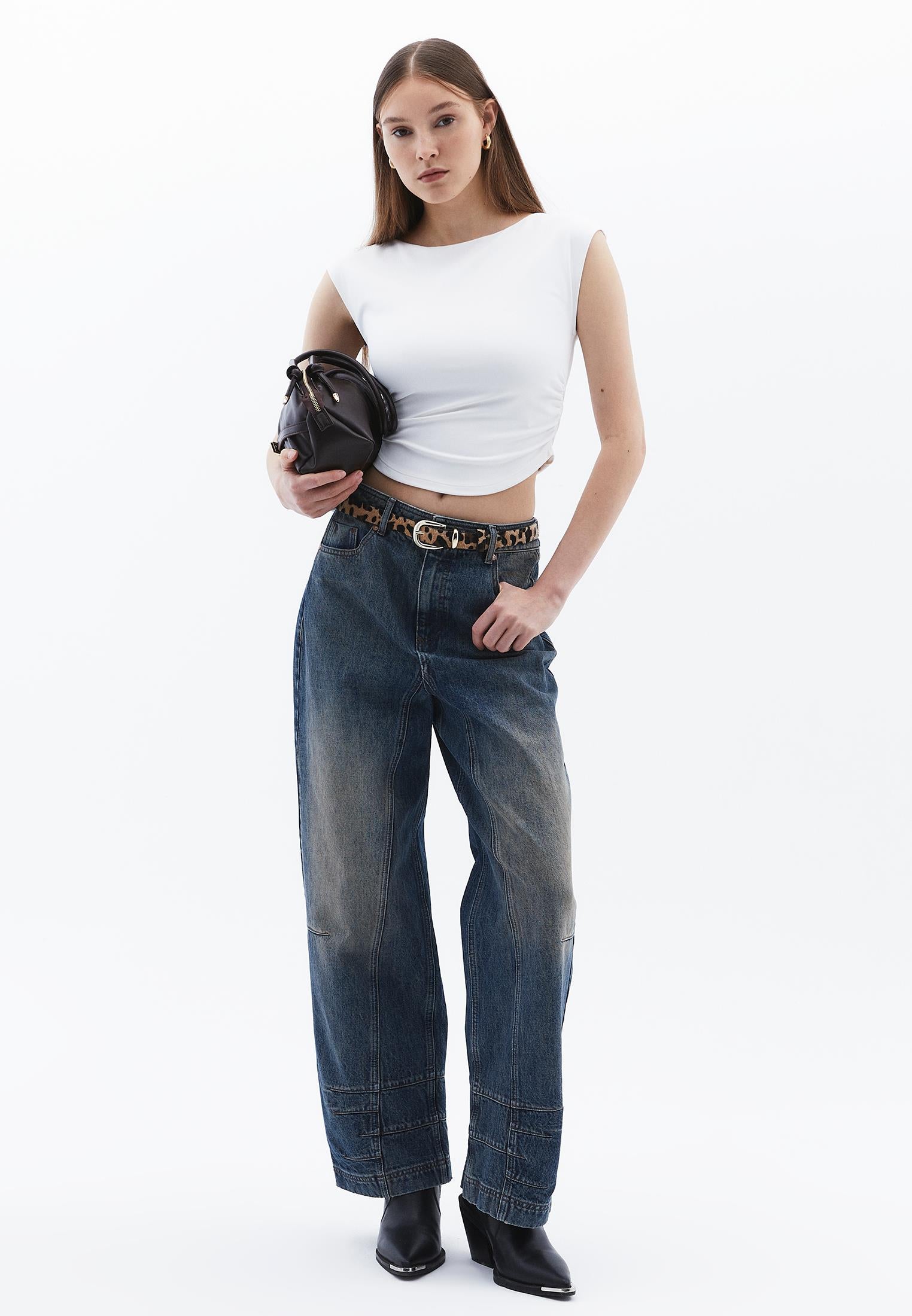 Bodycon T-Shirt Boat Neck Summer Collection - WHITE